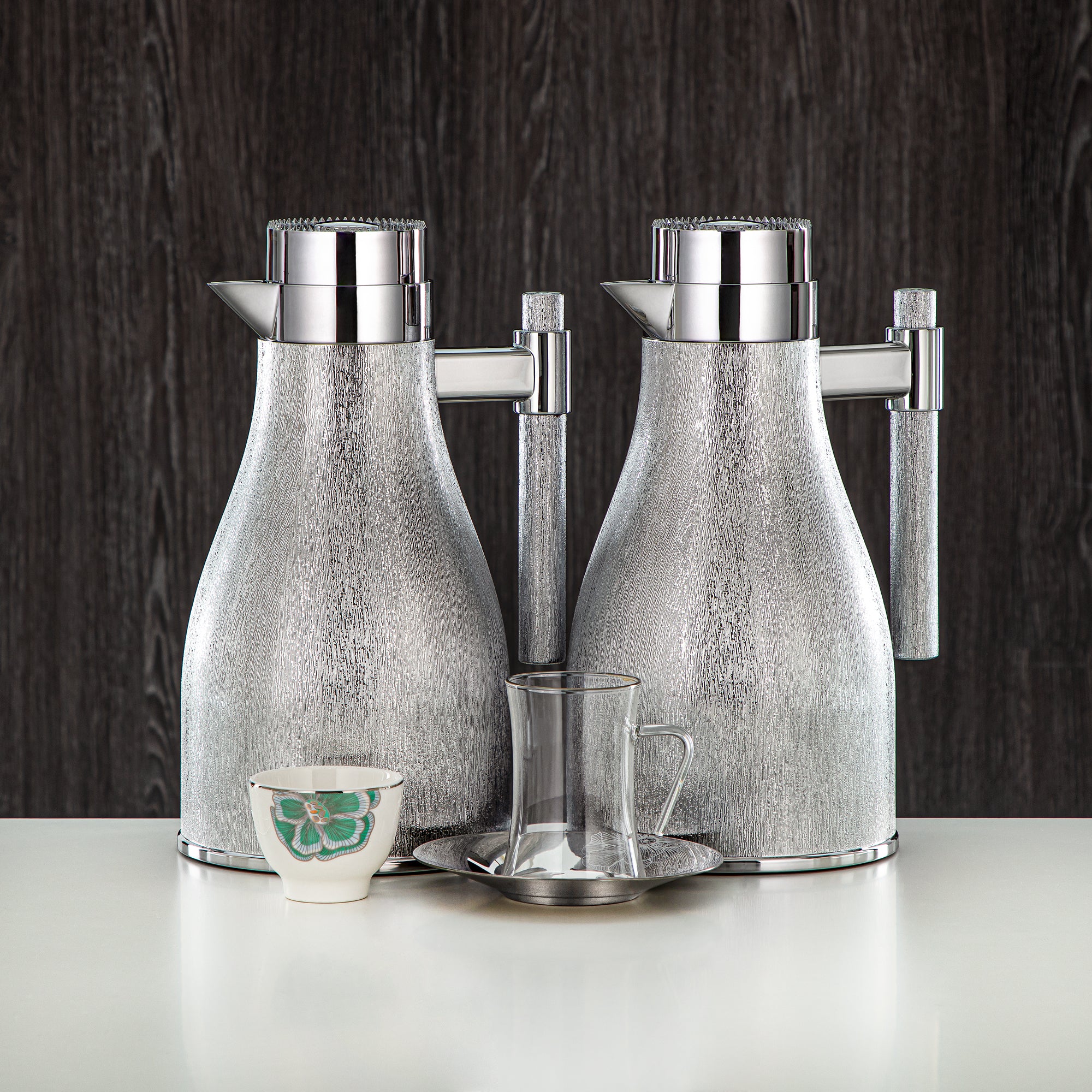 طقم ترامس المرجان 20 قطعة | فضي 1L + 1L (GOK-S-S-S + 18PCS-12257-1) – تقديم أنيق | التجمعات، المناسبات الخاصة، رمضان، عيد