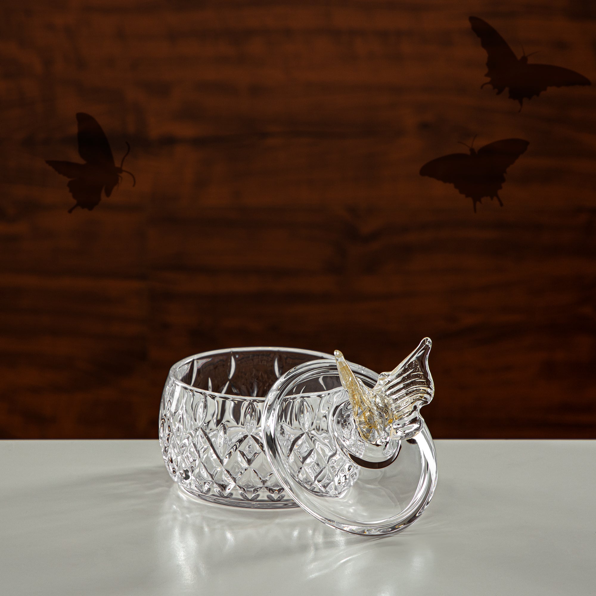 وعاء حلوى المرجان 11 سم زجاج شفاف وعسلي (41244-275-BA) قطع أنيقة للضيافة