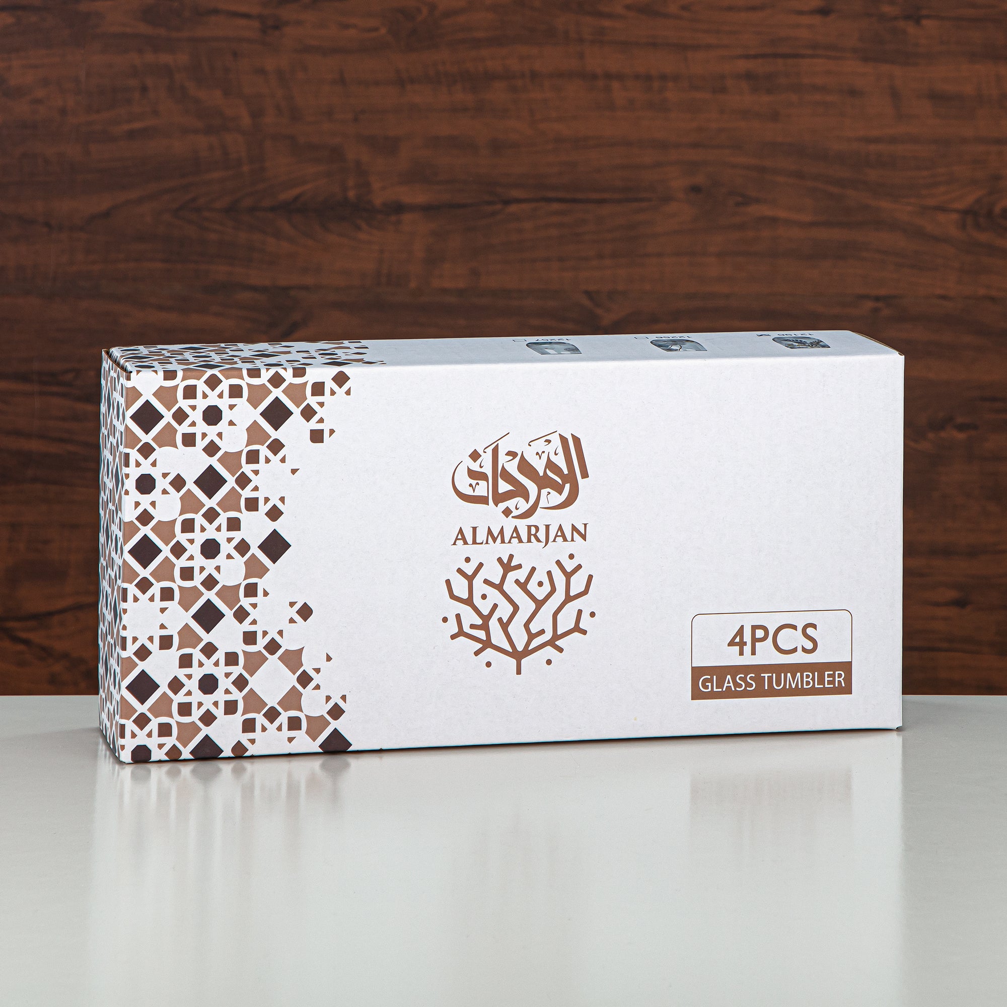 Almarjan Floral Glass Tumbler Set Printed Glass 4 Pieces (8233-5-12257) – Emerald Bloom Serveware Collection