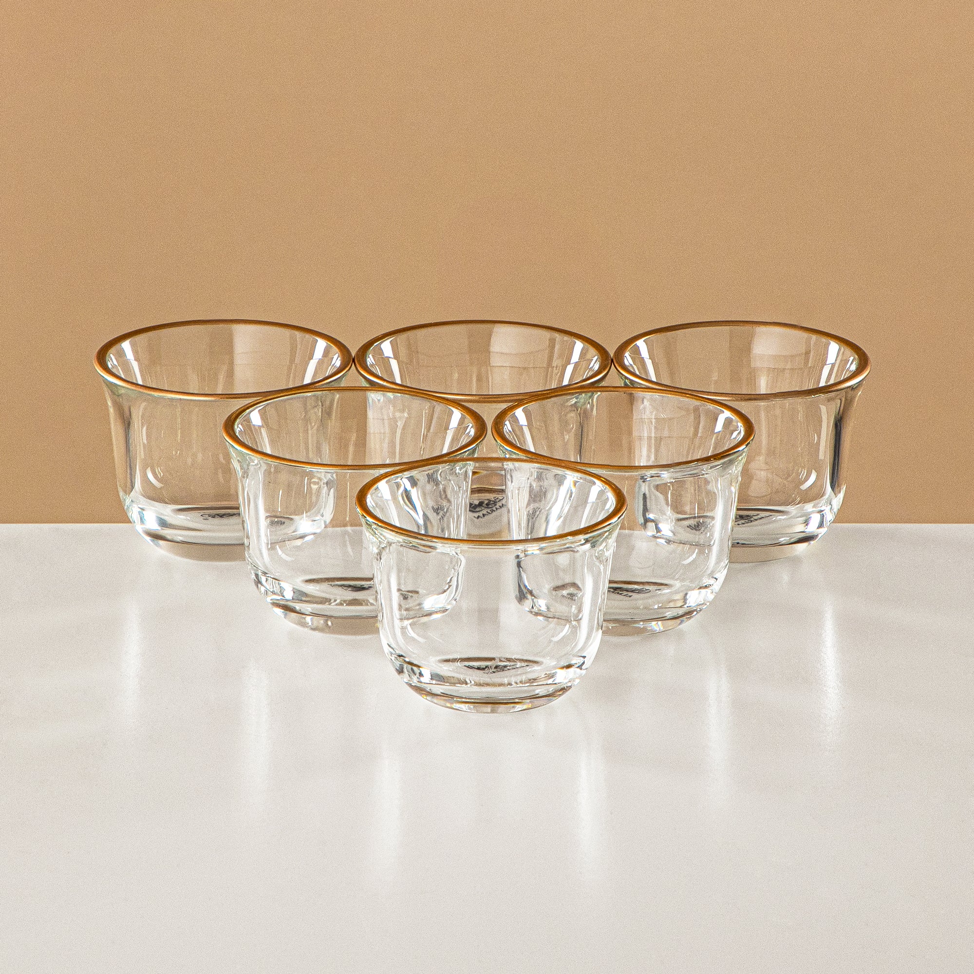 طقم شاي وقهوة المرجان 18 قطعة، زجاج، حافة ذهبية غير لامعة ومقبض (FB808-18 ALLMG) - أدوات تقديم أنيقة للشاي والقهوة