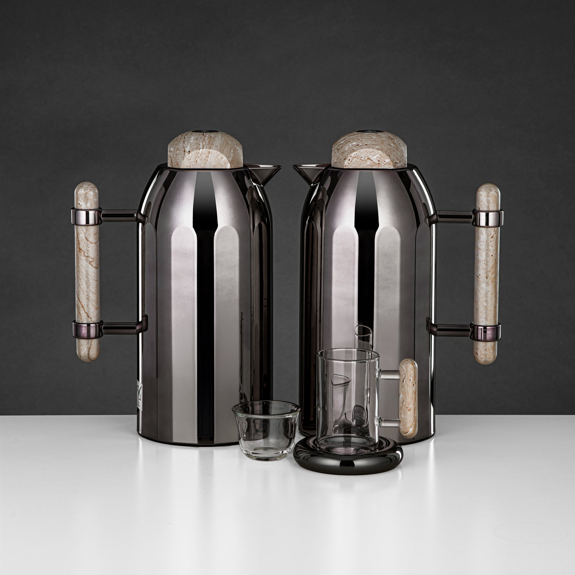 طقم ترامس المرجان 21 قطعة باللون الأسود المعدني مع مقبض وغطاء ترافرتين 1L + 1L (FG211-21 GBL/TM) – تقديم متكامل | رمضان و التجمعات