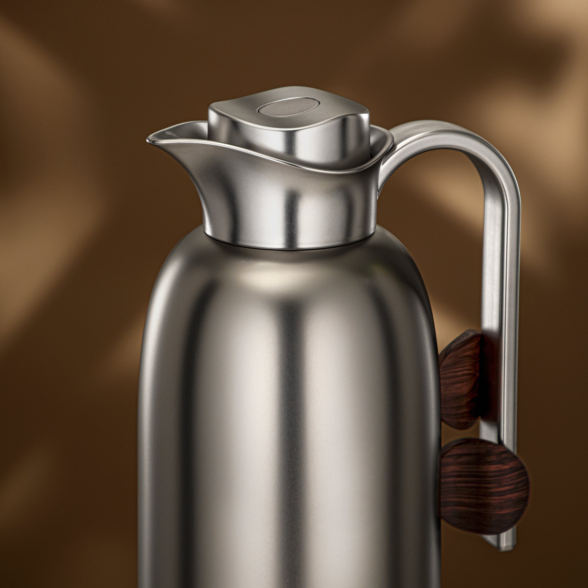 طقم ترامس المرجان 0.7 لتر + 1 لتر بلمسة نيكل غير لامع وخشب داكن