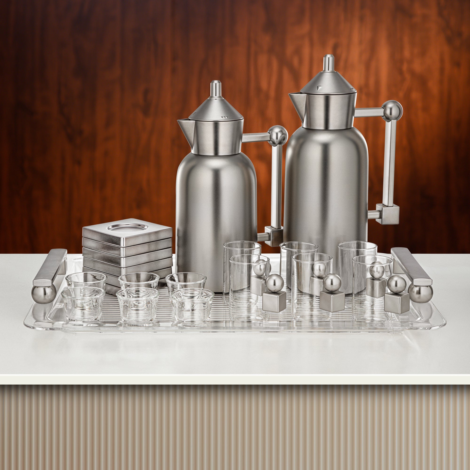 Almarjan Tea & Coffee Set 21 Pieces Matt Nickel