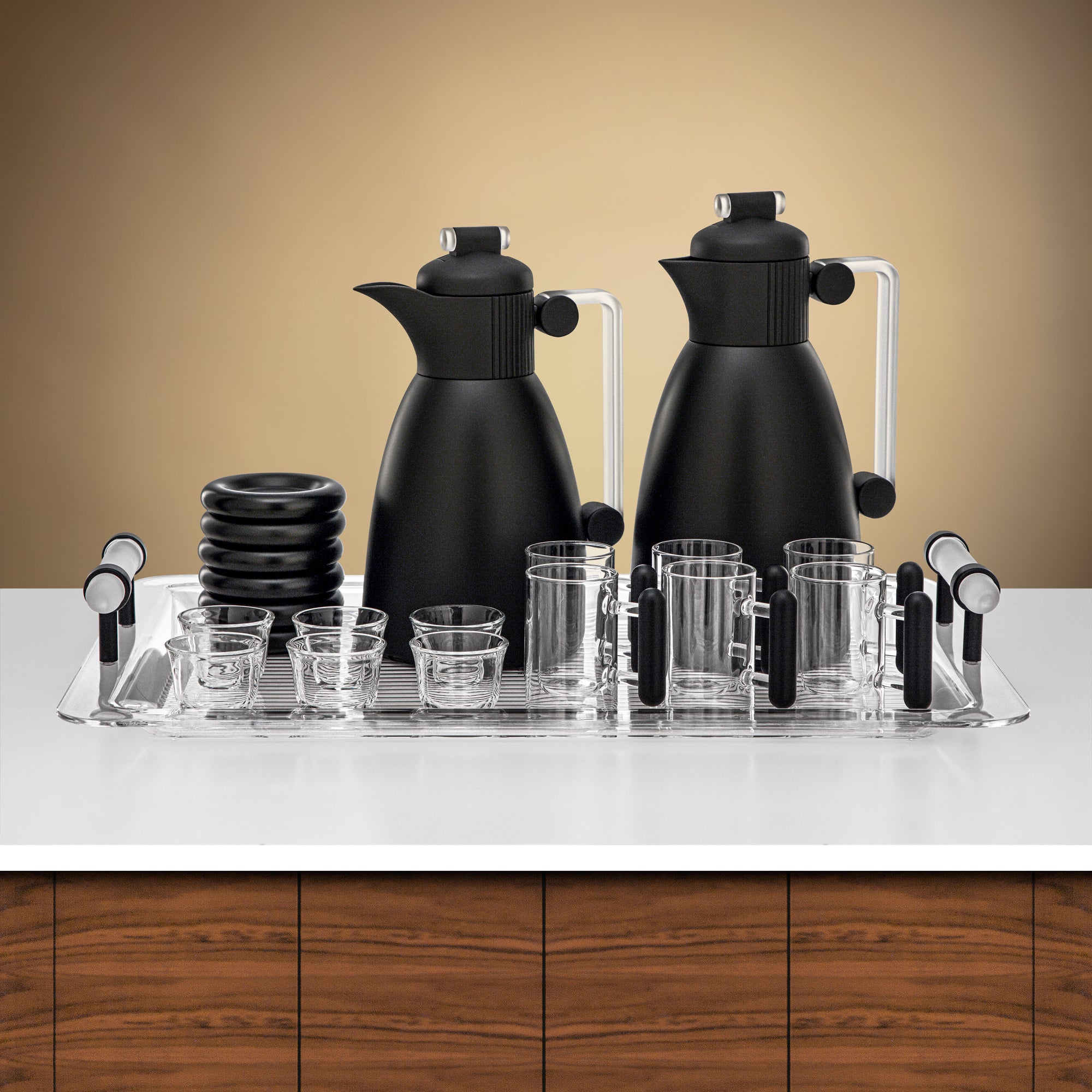 طقم ترامس المرجان ٢١ قطعة أسود غير لامع وثلجي