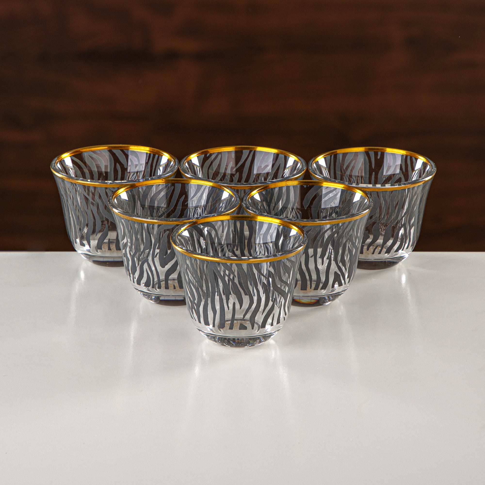 طقم شاي وقهوة المرجان 18 قطعة، زجاج، حافة ذهبية (GLS2630060) - تشيش أدوات المائدة