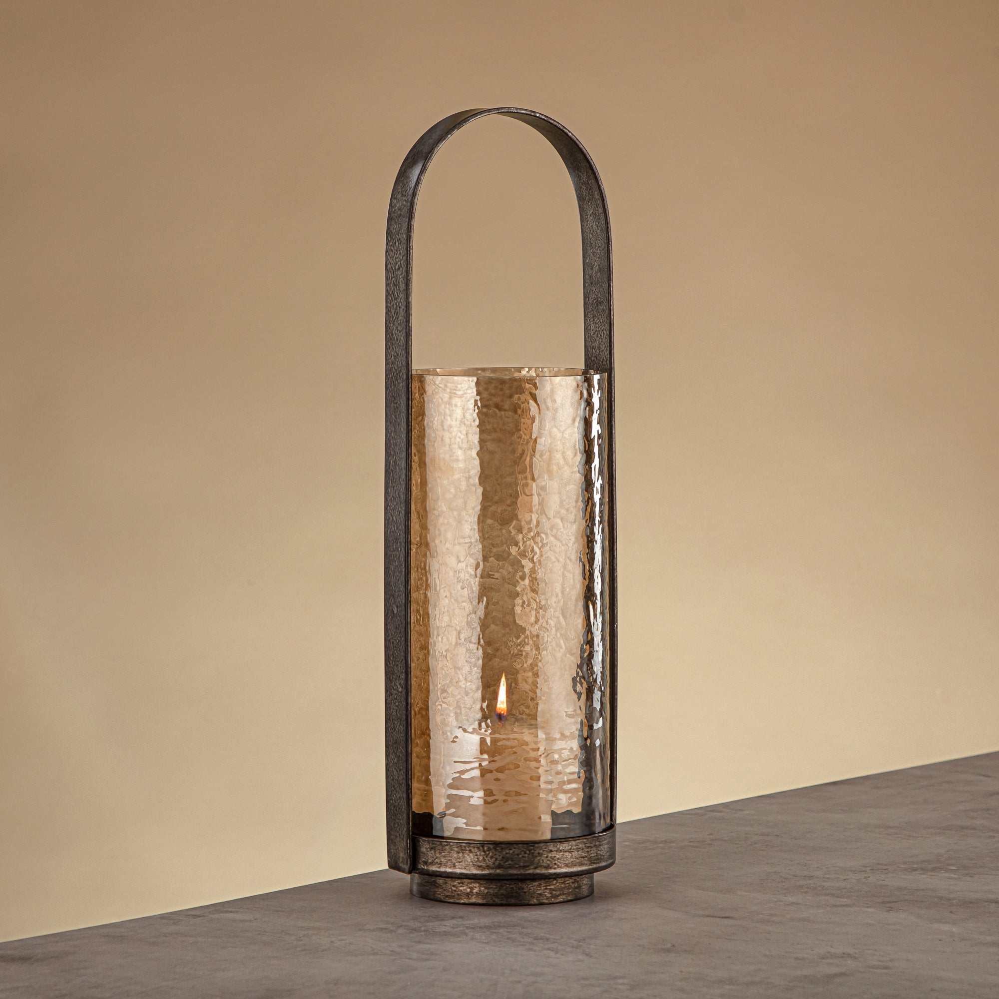 Almarjan Hurricane Lantern 42cm Vintage Silver