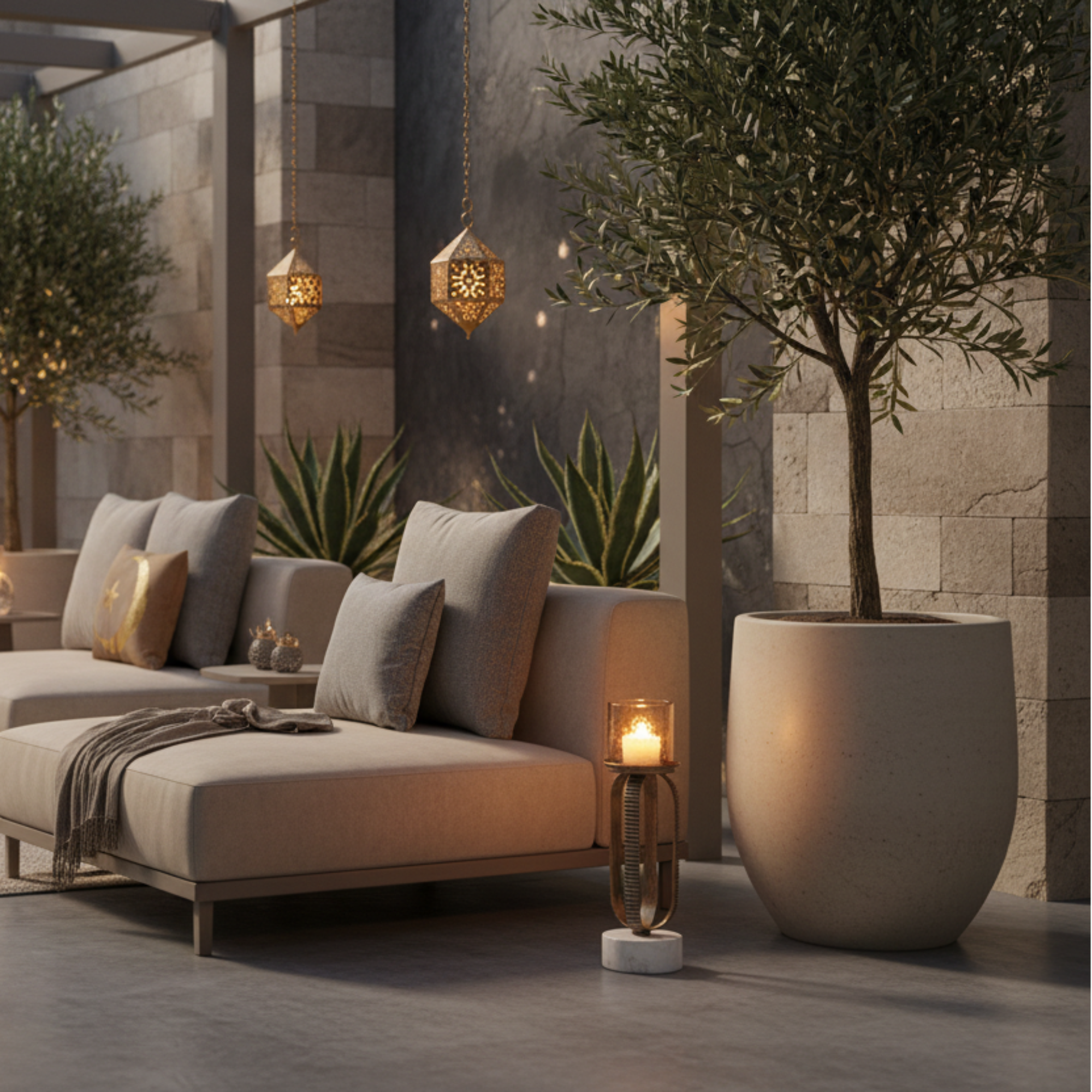 حامل شموع المرجان العمودي 34 سم ذهبي شامبانيا