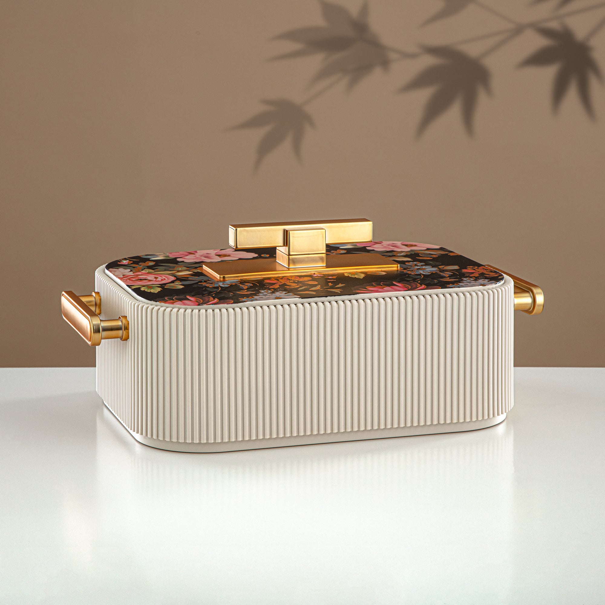 حرارات المرجان ABS، 4000 مل، بيج مزهر وذهب مطفي (HP06-400SP-AZ04G) - تقديم أنيق