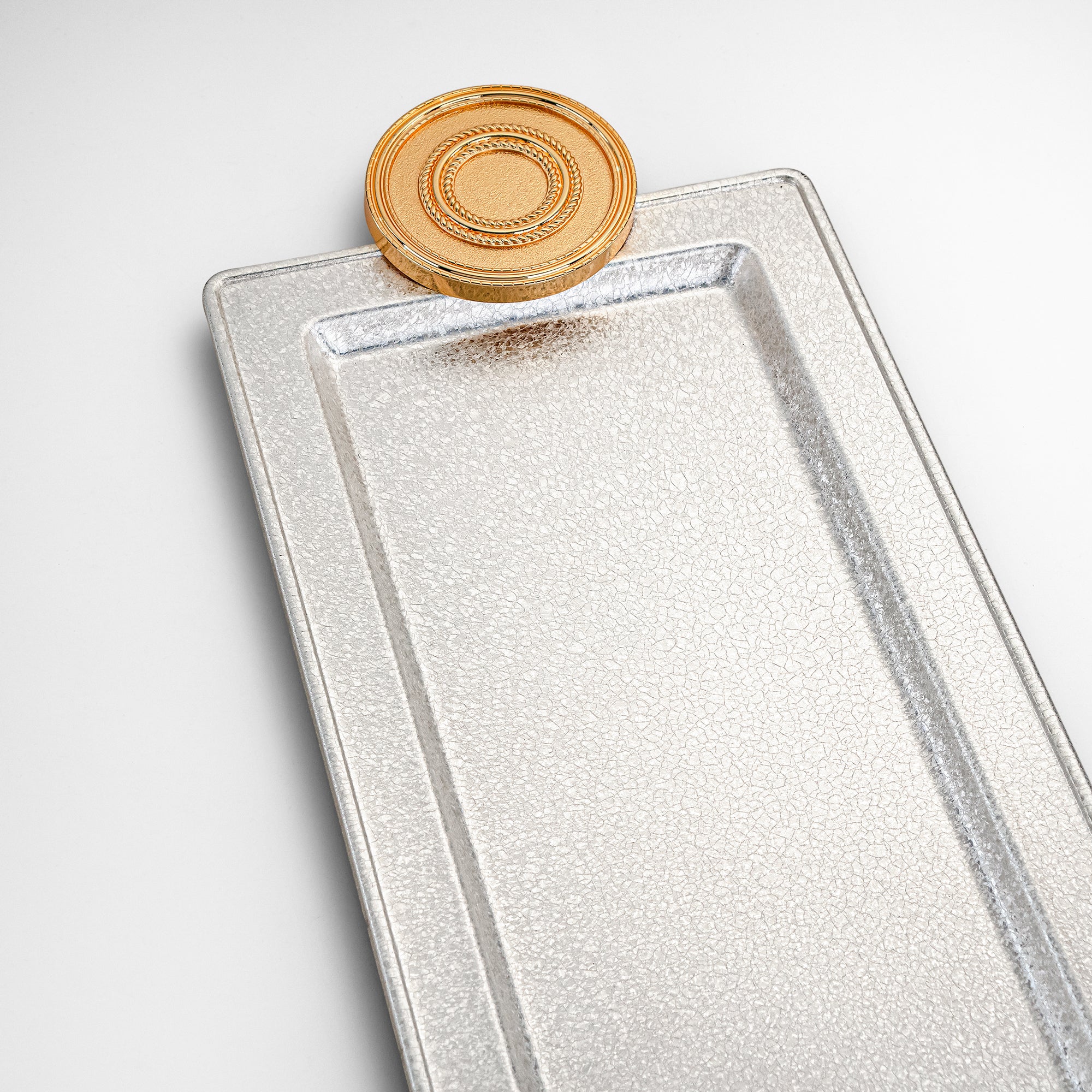 Almarjan Serving Tray 50 cm Silver & Gold Crackle