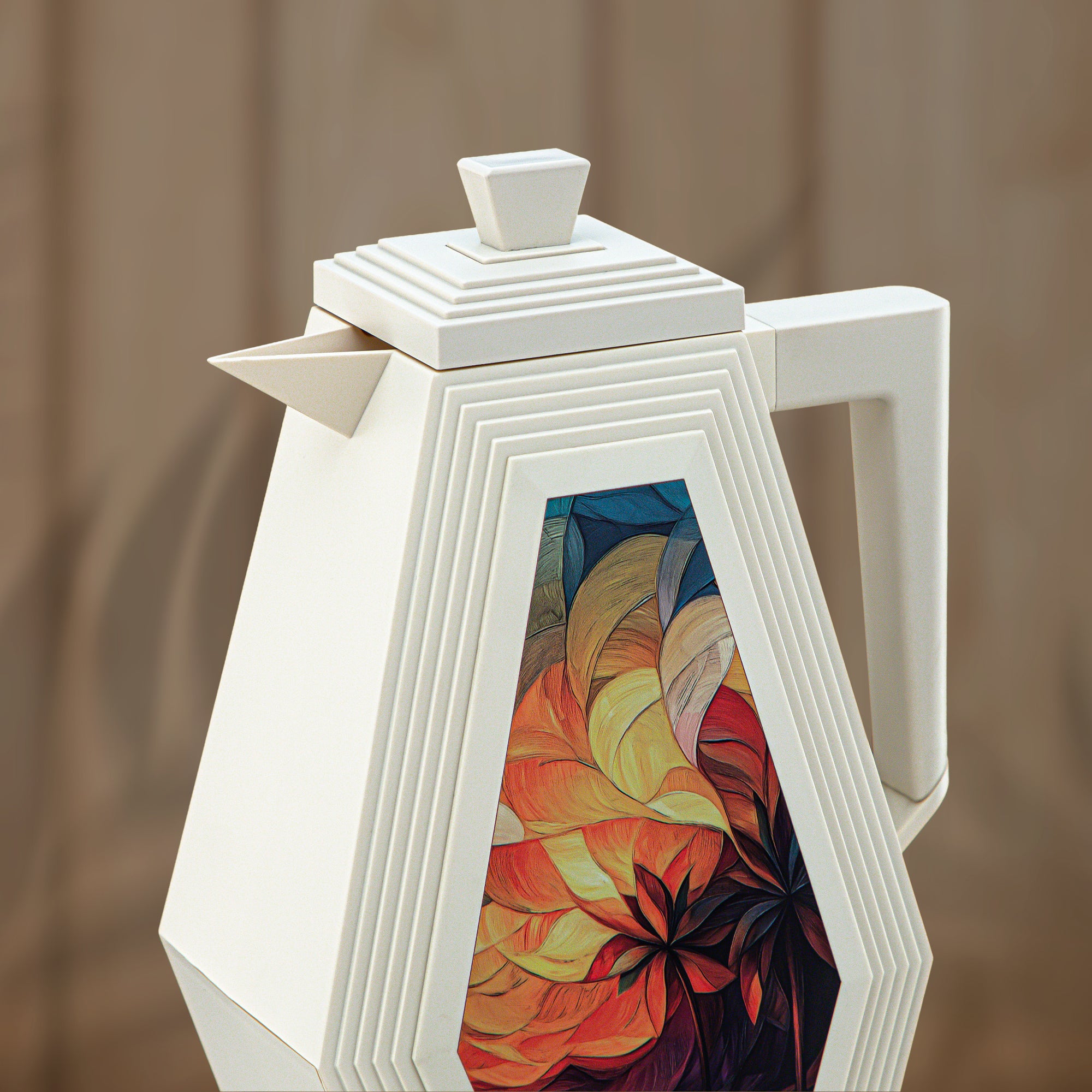 طقم ترامس المرجان 0.7 لتر + 0.7 لتر أبيض مزخرف