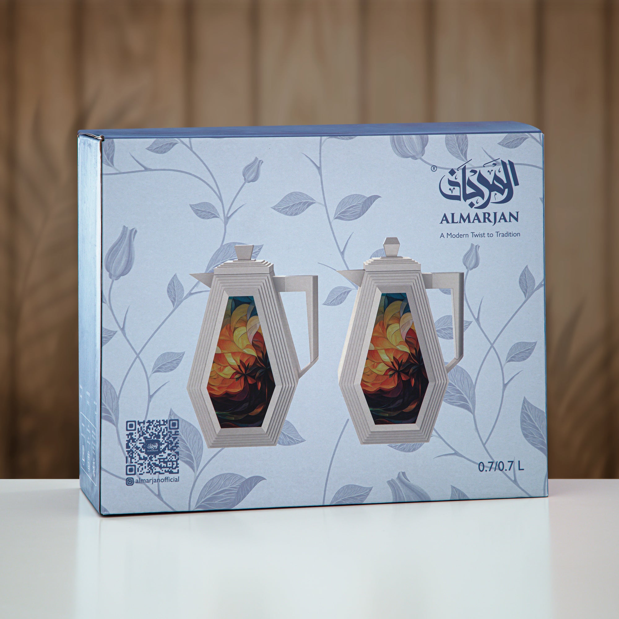 Almarjan Vacuum Flask Set 0.7L + 0.7L Matt Gold & Matt Black