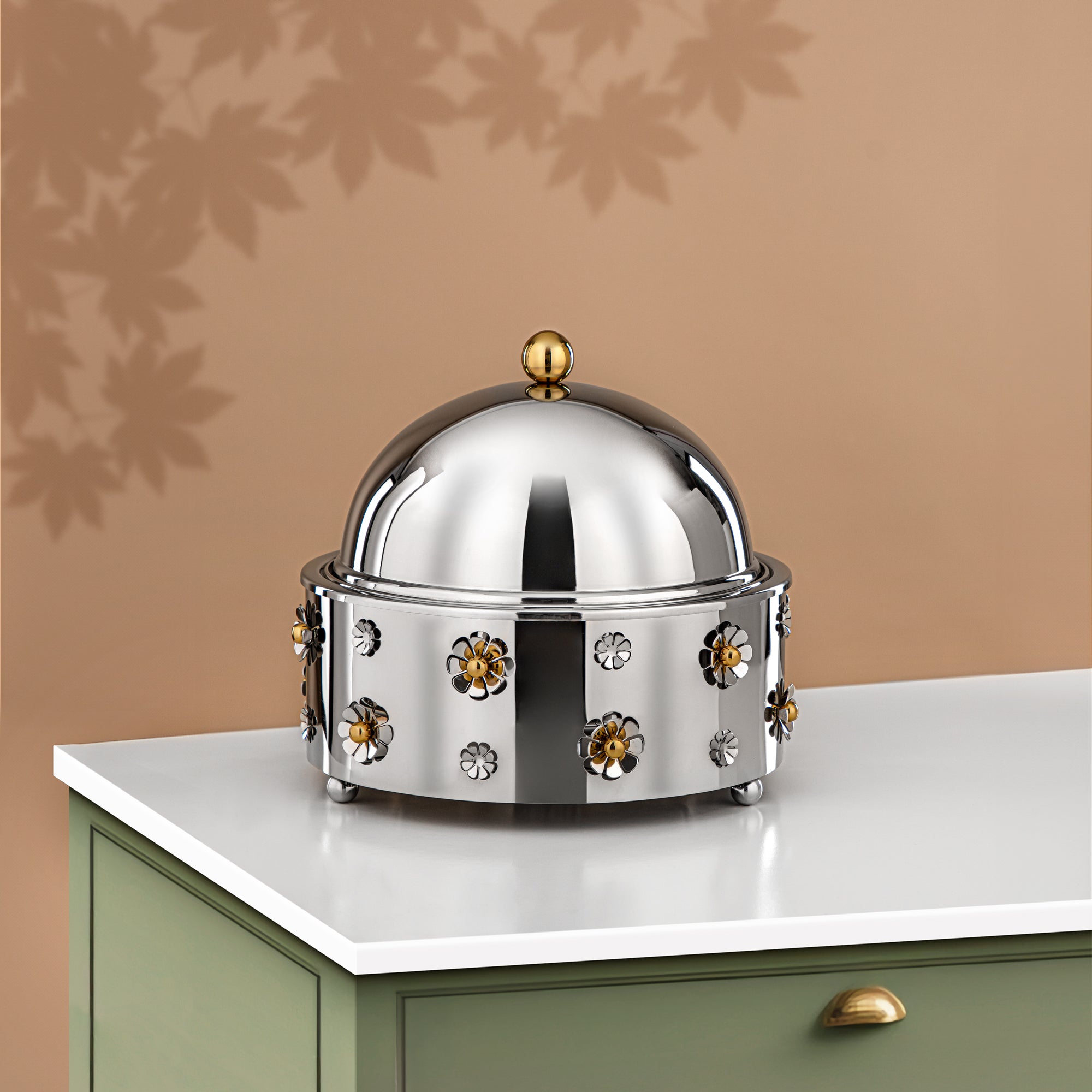 Almarjan Food Warmer Stainless Steel 3L Silver & Gold (MD-3003B) - Stylish Serveware