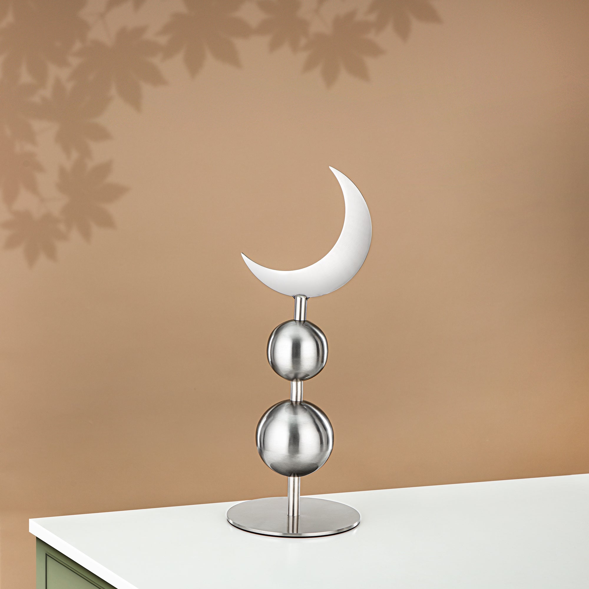 زينة طاولة المرجان ستانلس ستيل، 46 سم، فضي مطفي (MD-3010) - زينة رمضان