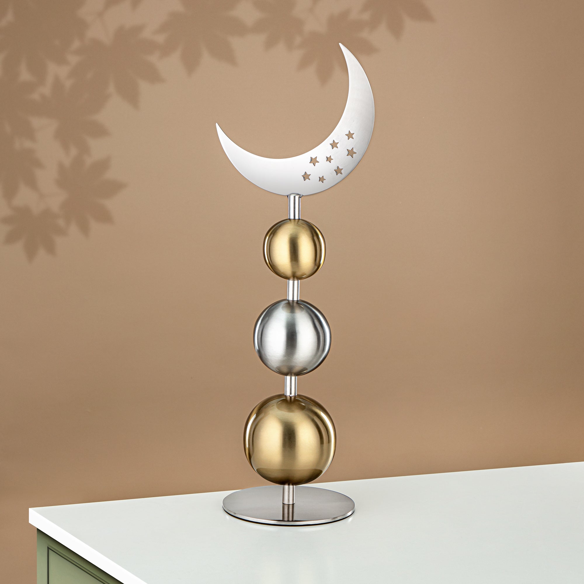 زينة طاولة المرجان ستانلس ستيل، 49 سم، فضي مطفي وذهبي (MD-3012) - زينة رمضان