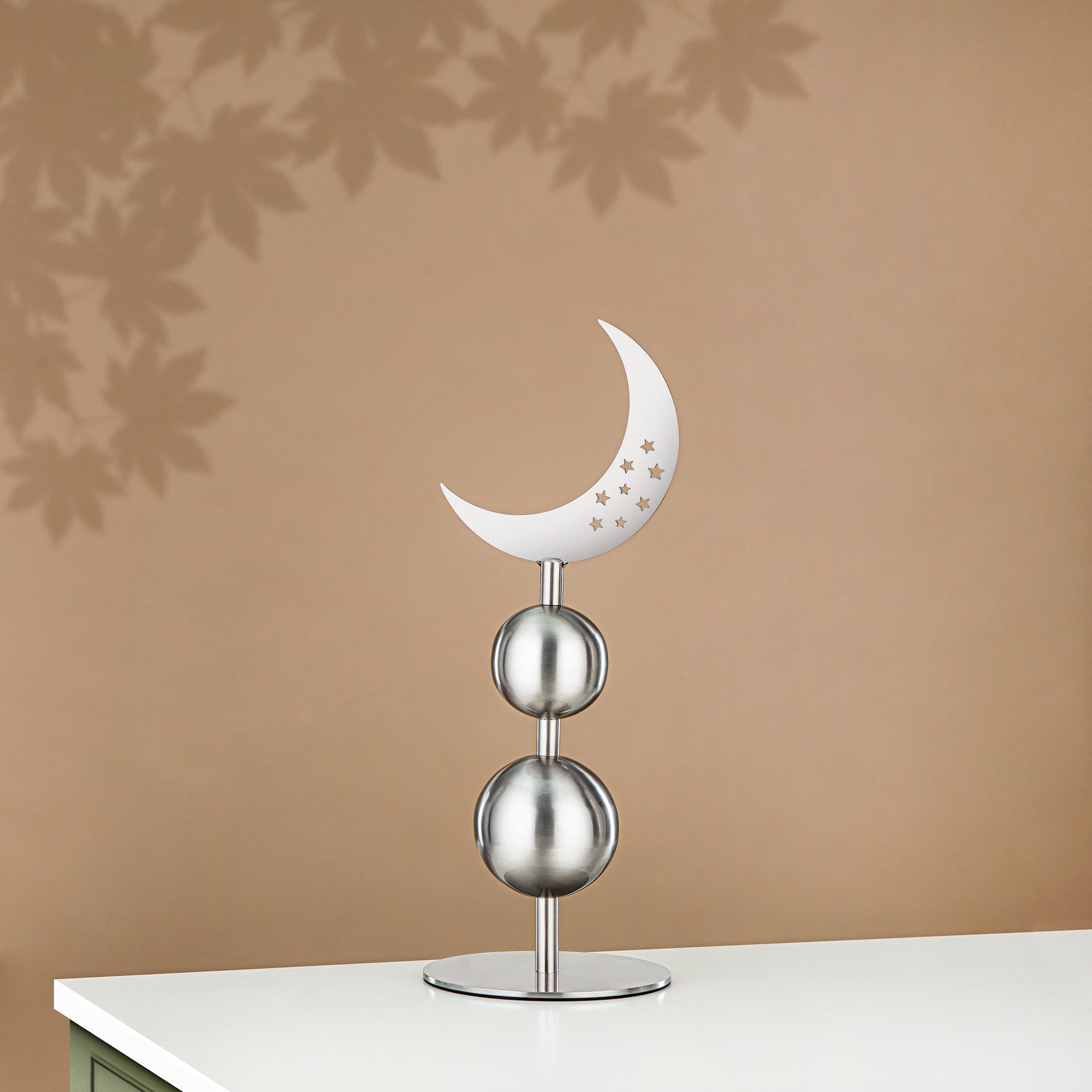 زينة طاولة المرجان ستانلس ستيل، 46 سم، فضي مطفي (MD-3013) - زينة رمضان