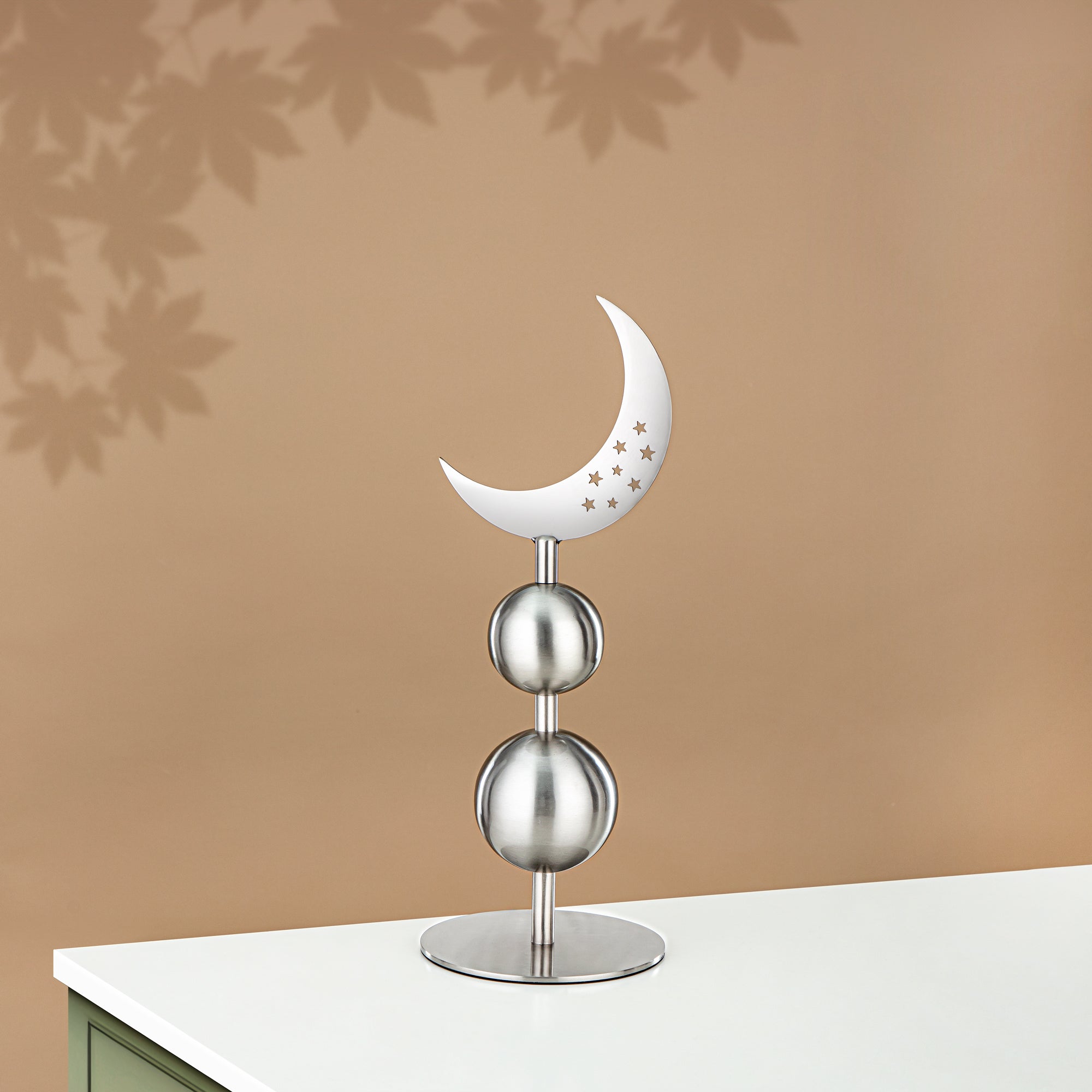 زينة طاولة المرجان ستانلس ستيل، 46 سم، فضي مطفي (MD-3013) - زينة رمضان