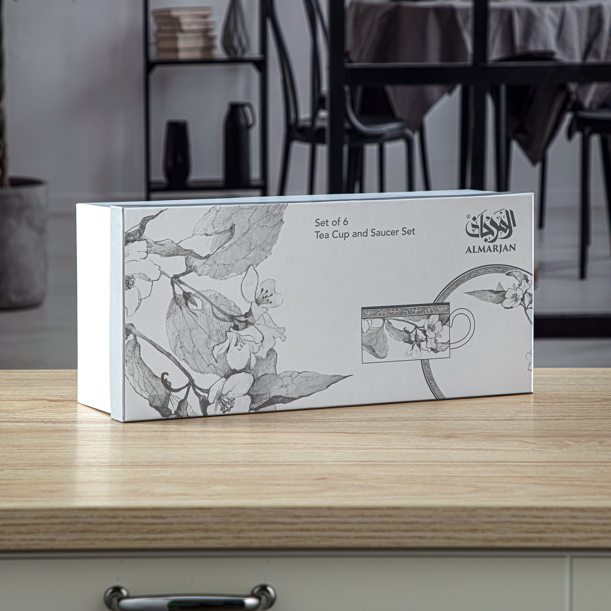 طقم اكواب بورسلين مع صحون 6 قطع - 8588