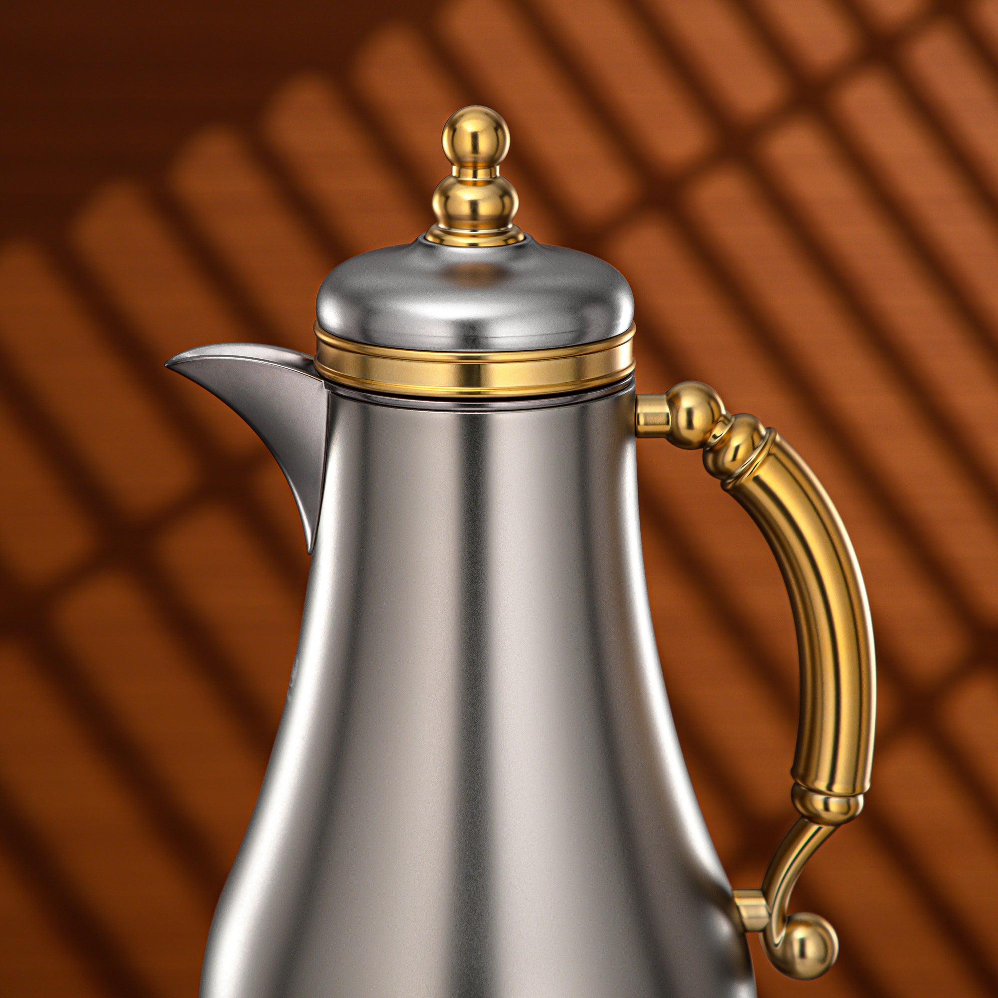 Almarjan Vacuum Flask Set 1L + 1L Matt Silver & Matt Gold