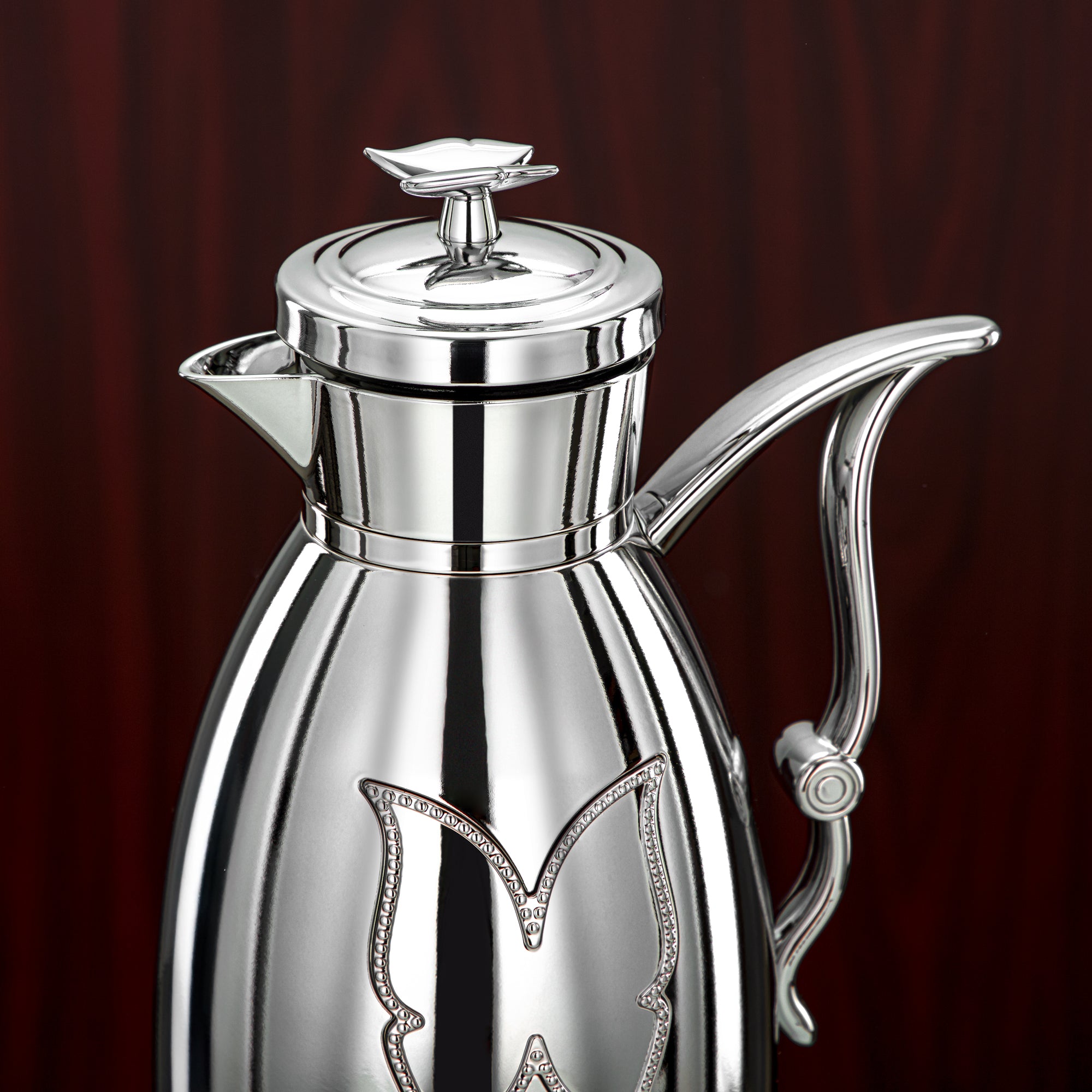 Almarjan Vacuum Flask Set Plastic Push Button 0.7L + 1L Silver (SM-2C142-070/100 ALL C) - Tea & Coffee Flask
