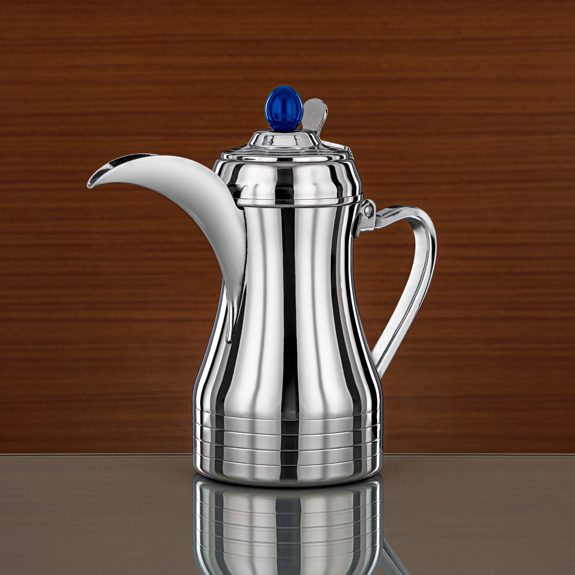 Almarjan 48 Ounce Elegance Collection Stainless Steel Coffee Pot Silver & Blue - STS0013146