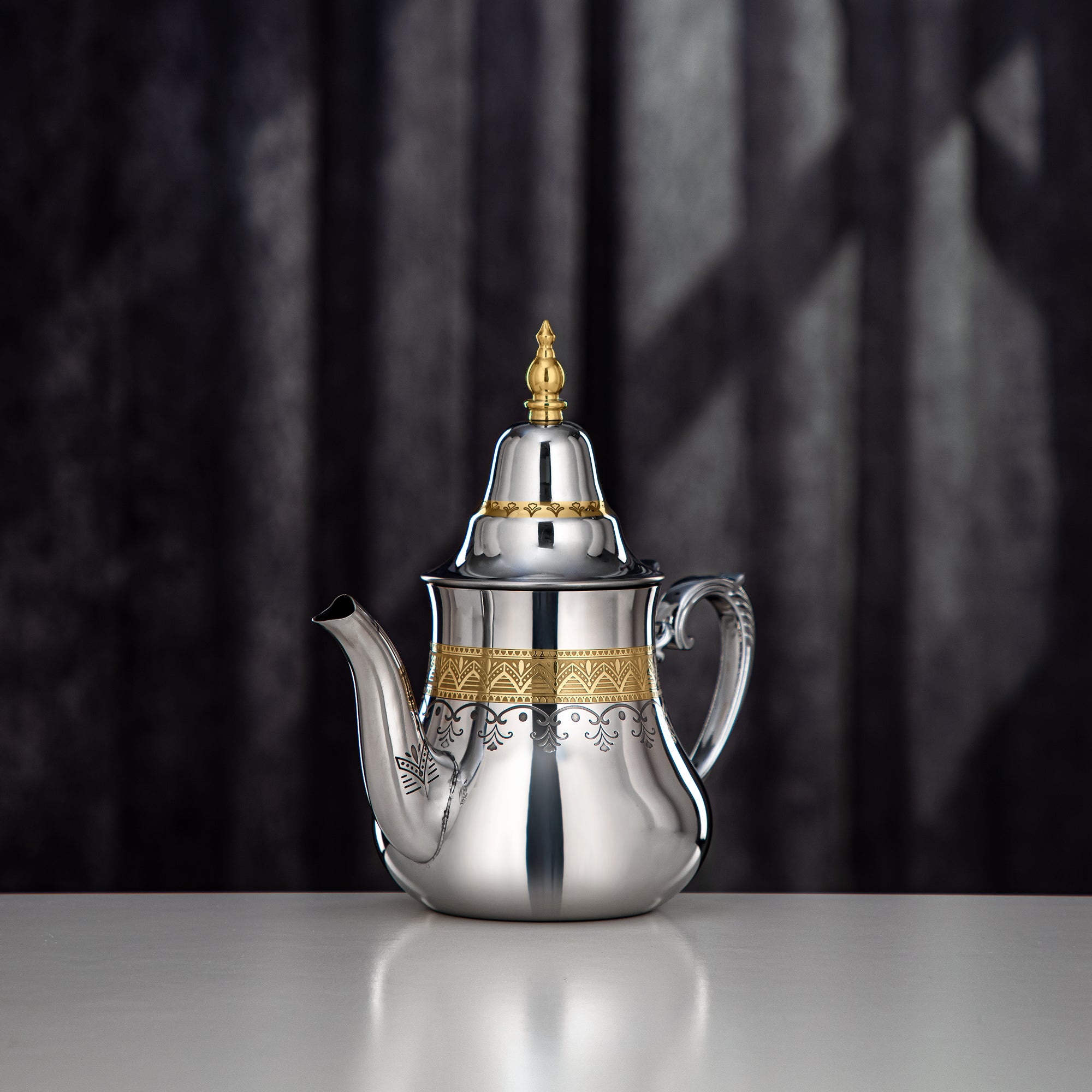 إبريق الشاي المرجان ستانلس ستيل، فضي وذهبي، 0.8 لتر (STS0013166) مجموعة صحراء
