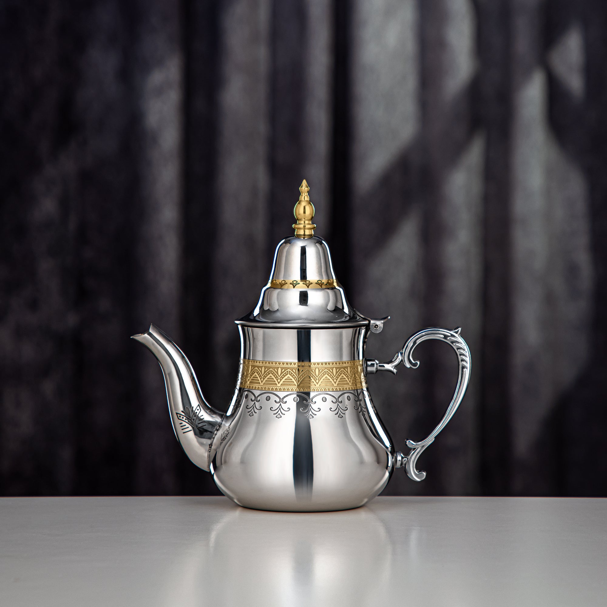 إبريق الشاي المرجان ستانلس ستيل، فضي وذهبي، 0.8 لتر (STS0013166) مجموعة صحراء