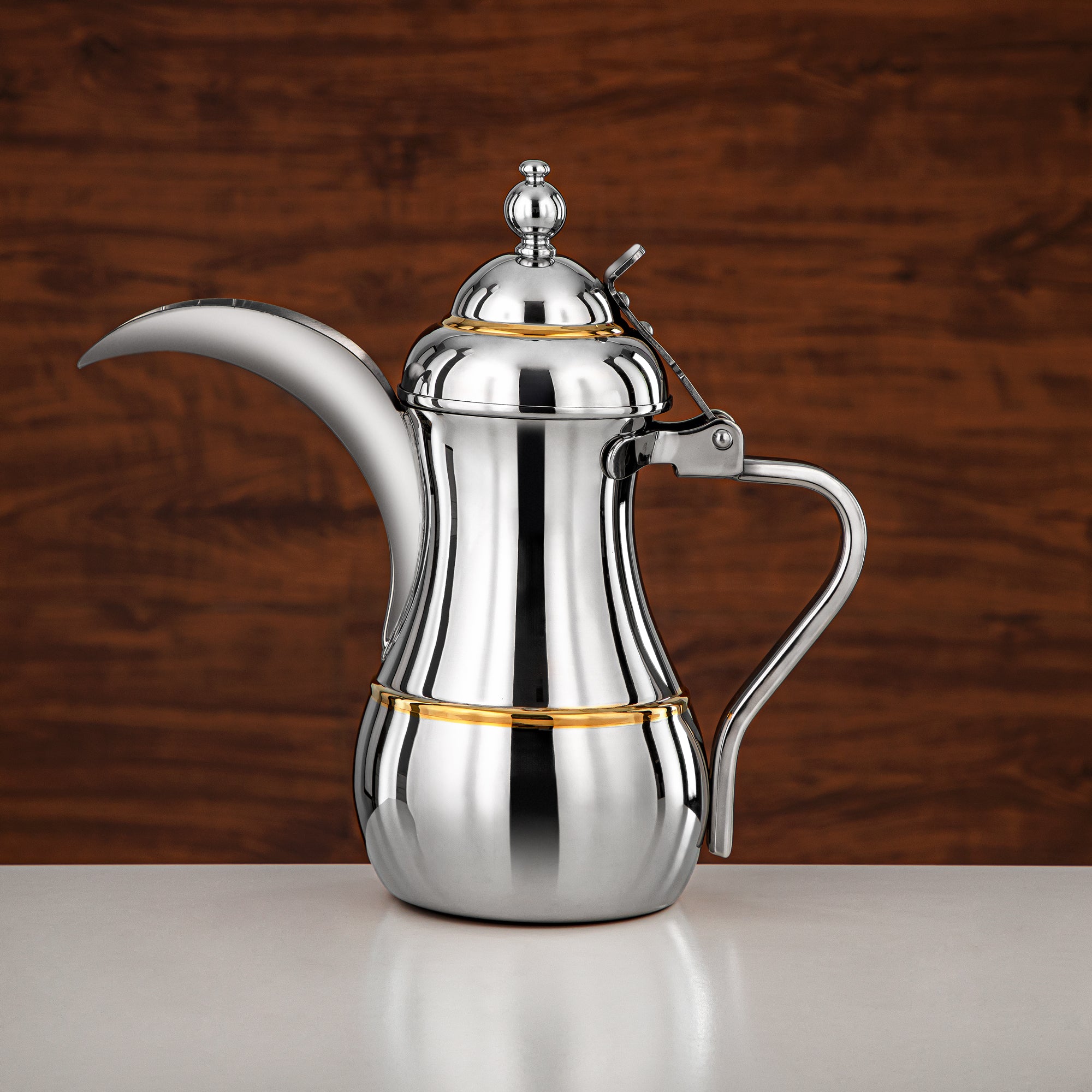 Almarjan Dallah 48oz Silver Gold – Elegance