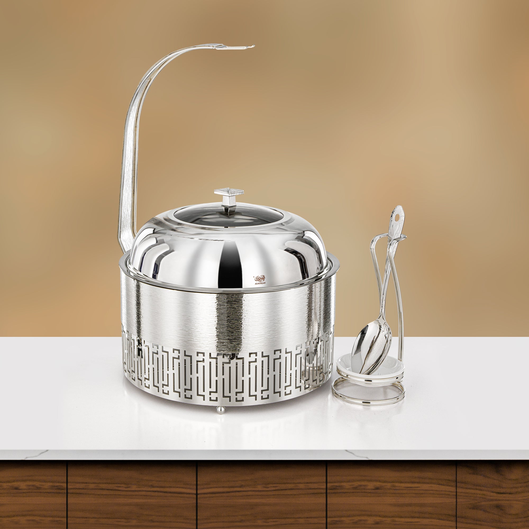 Almarjan 4 Lit Chafing Dish, Brushed Silver