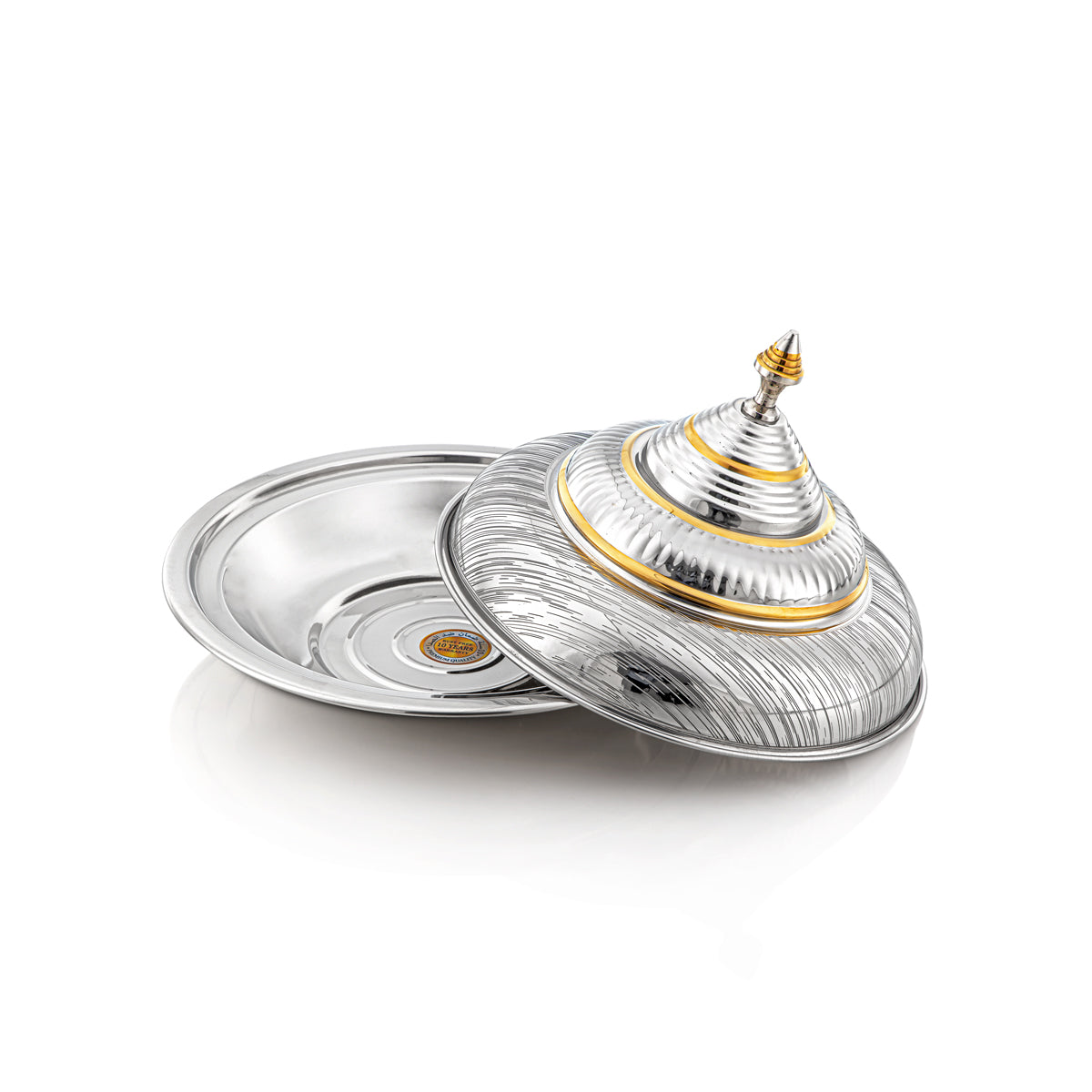 صينية المرجان للغوزي 30 سم ستانلس ستيل من تشكيلة تهاني فضي وذهبي - H23EPG24