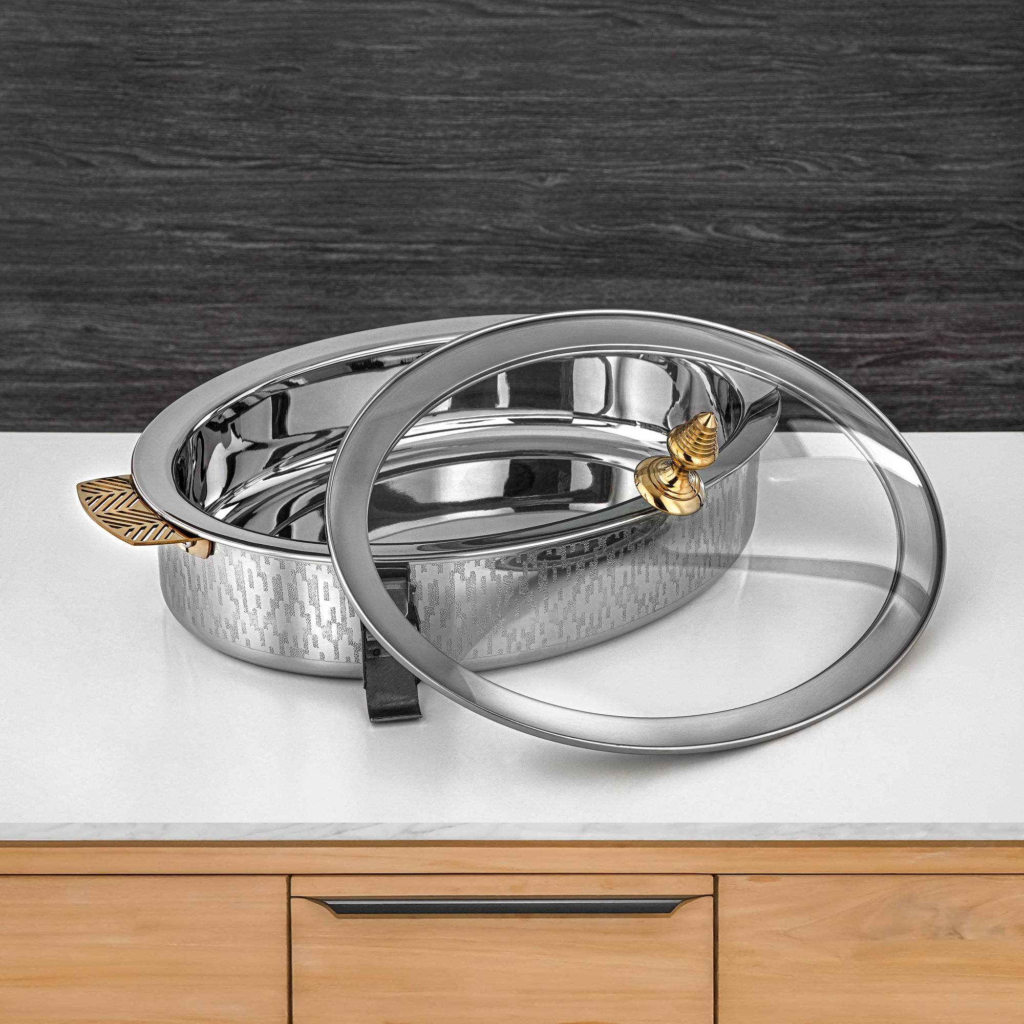 Almarjan Mandi Collection Hot Pot 40cm Silver & Gold