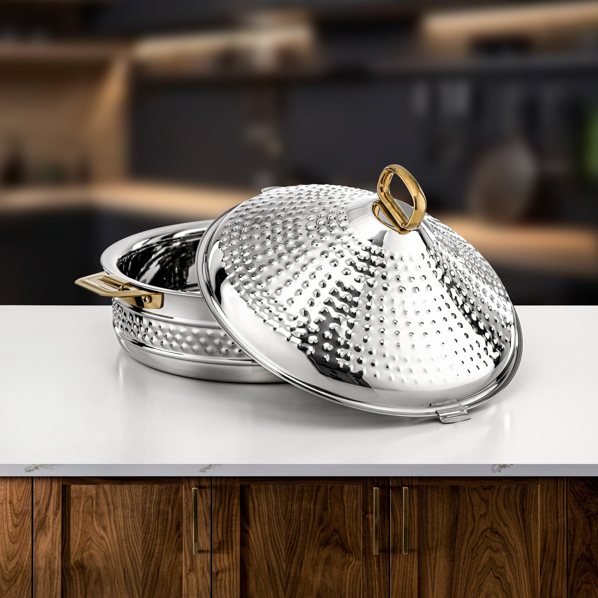 Almarjan Hot Pot Stainless Steel Silver & Gold Set of 3 – Abeer Collection