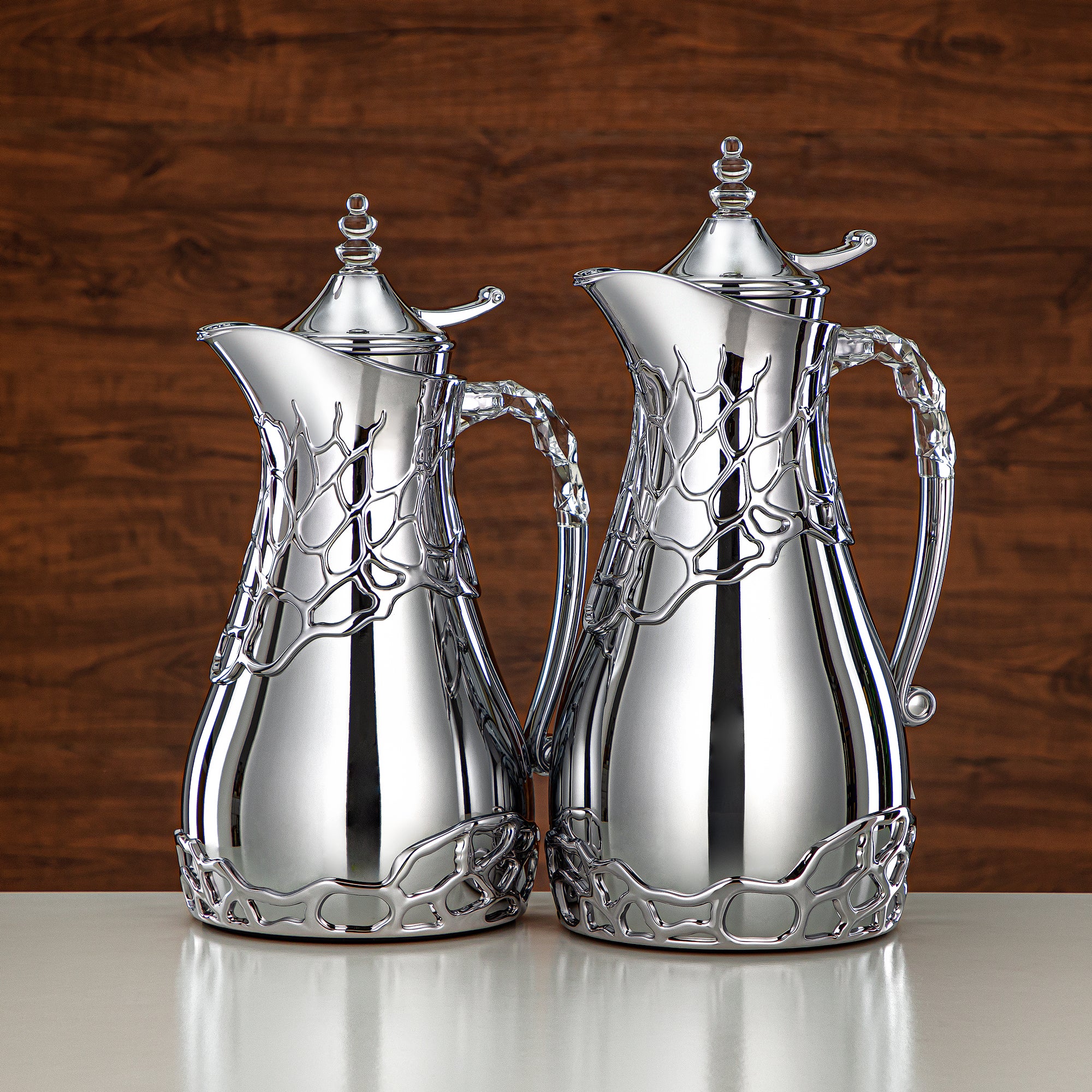 طقم ترامس المرجان بجسم معدني 0.7 لتر و1 لتر بمقبض ABS وأكريليك (VBC-0700/1000 C) – تقديم الشاي والقهوة فضي كامل