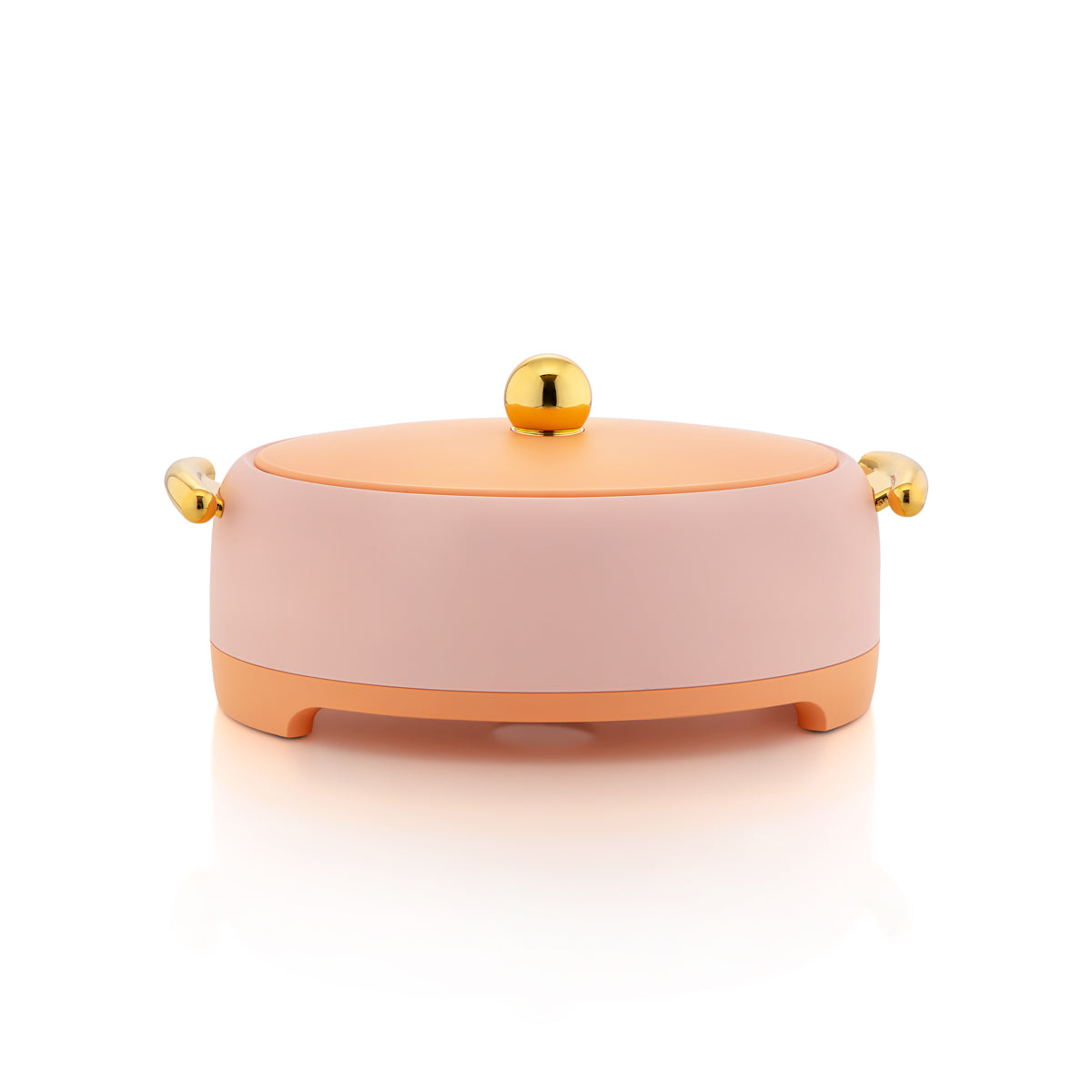 Forever Gold 3 Piece Oval Plastic Hot Pot Soft Cream & Gold - EGSET SC/G