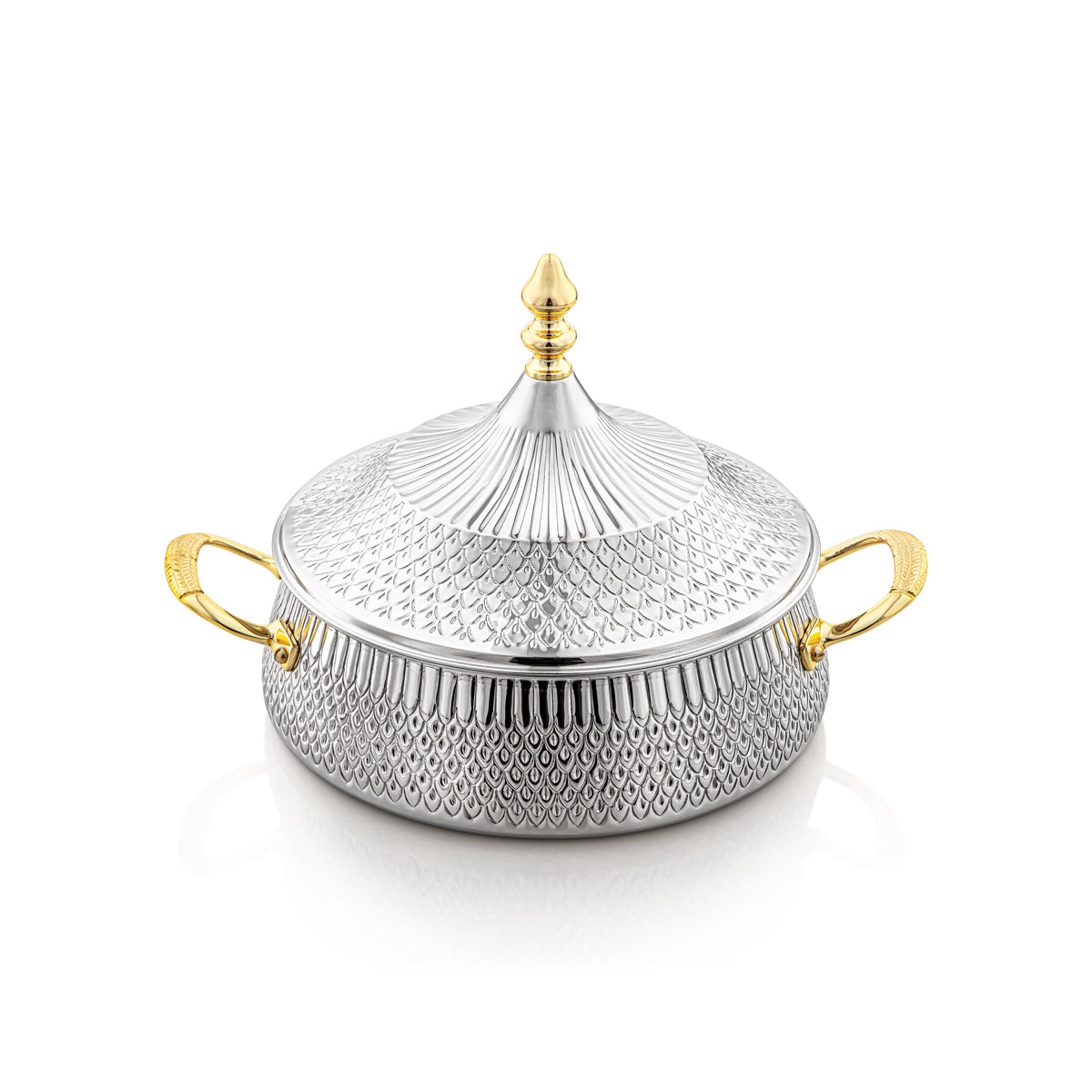 Almarjan 25 CM Brass Hot Pot Silver & Gold - MD-2931D