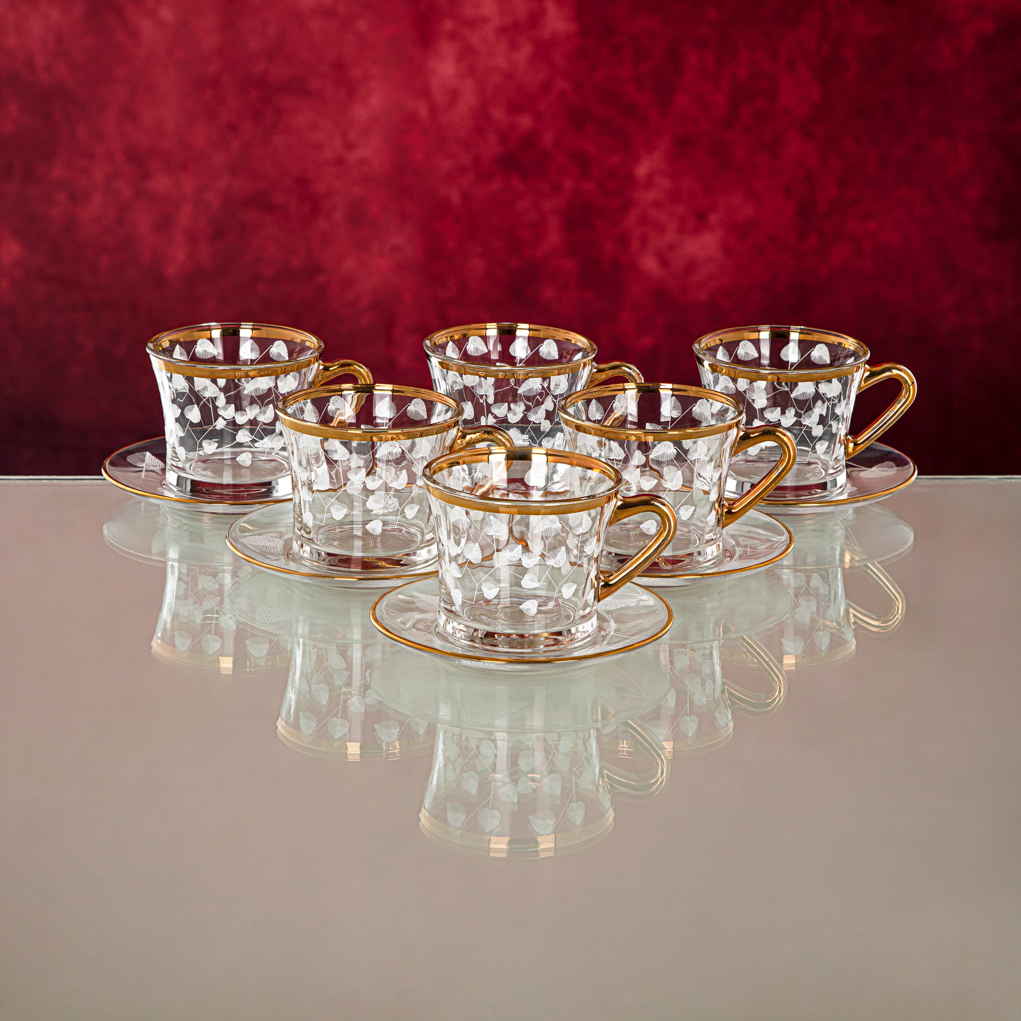 Almarjan 160 ML Glass Cup & Saucer - 1353BJ-0011P-YLX