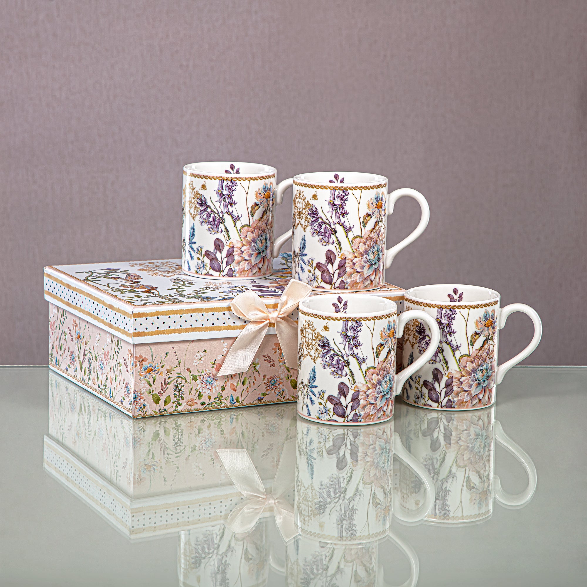 Almarjan 4 Pieces Porcelain Coffee Mug Set - D480 R2024S4