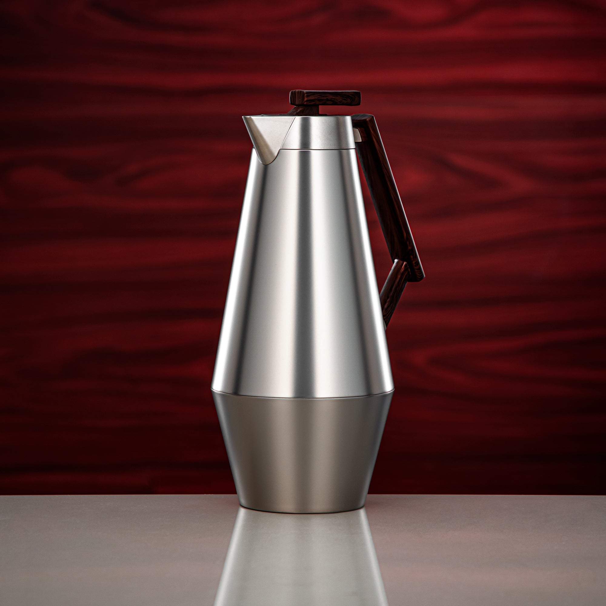 طقم ترامس المرجان 0.7 لتر و1 لتر بلمسة نيكل مطفي وخشب داكن مطفي