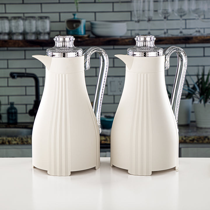 Almarjan 2 Pieces Vacuum Flask Set Ivory & Silver - FG205 AB-100 MIV/NI