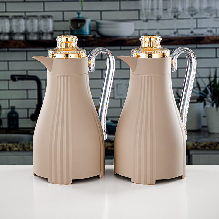 Almarjan 2 Pieces Vacuum Flask Set Khaki & Gold - FG205 AB-100 MSD/G