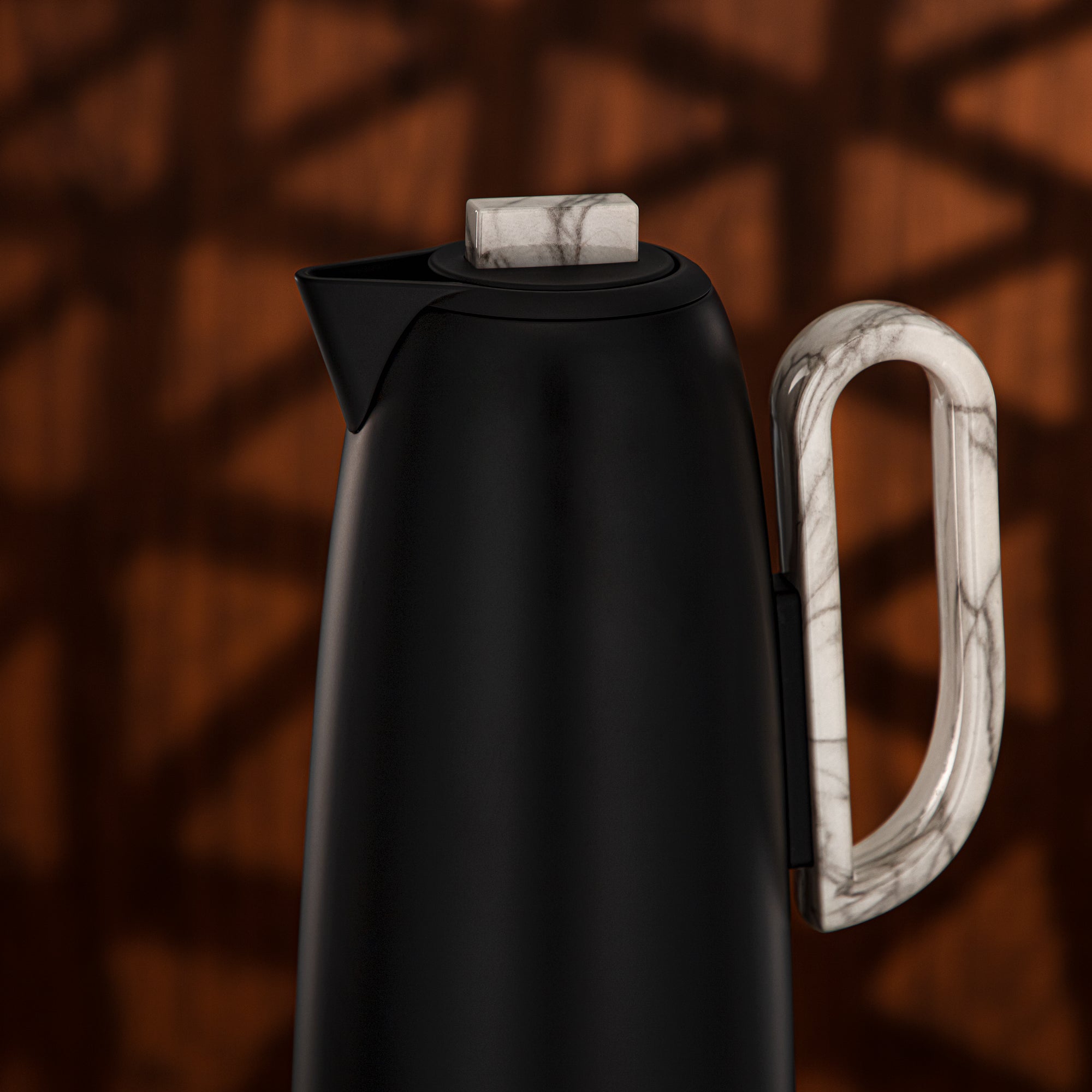 طقم ترامس المرجان 0.7 لتر و1 لتر أسود غير لامع ورخام