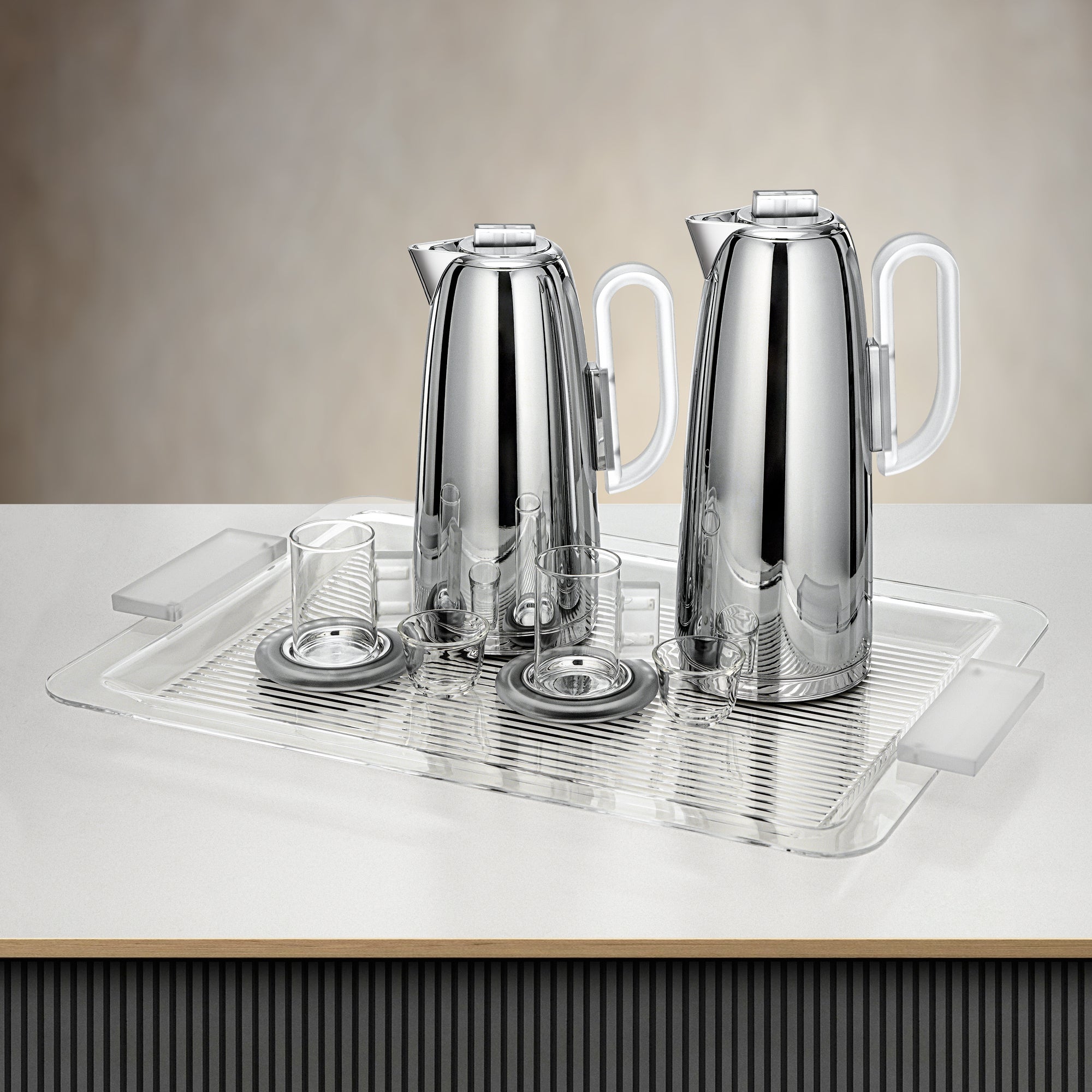 Almarjan Tea & Coffee Set 21 Pieces Silver & Frost