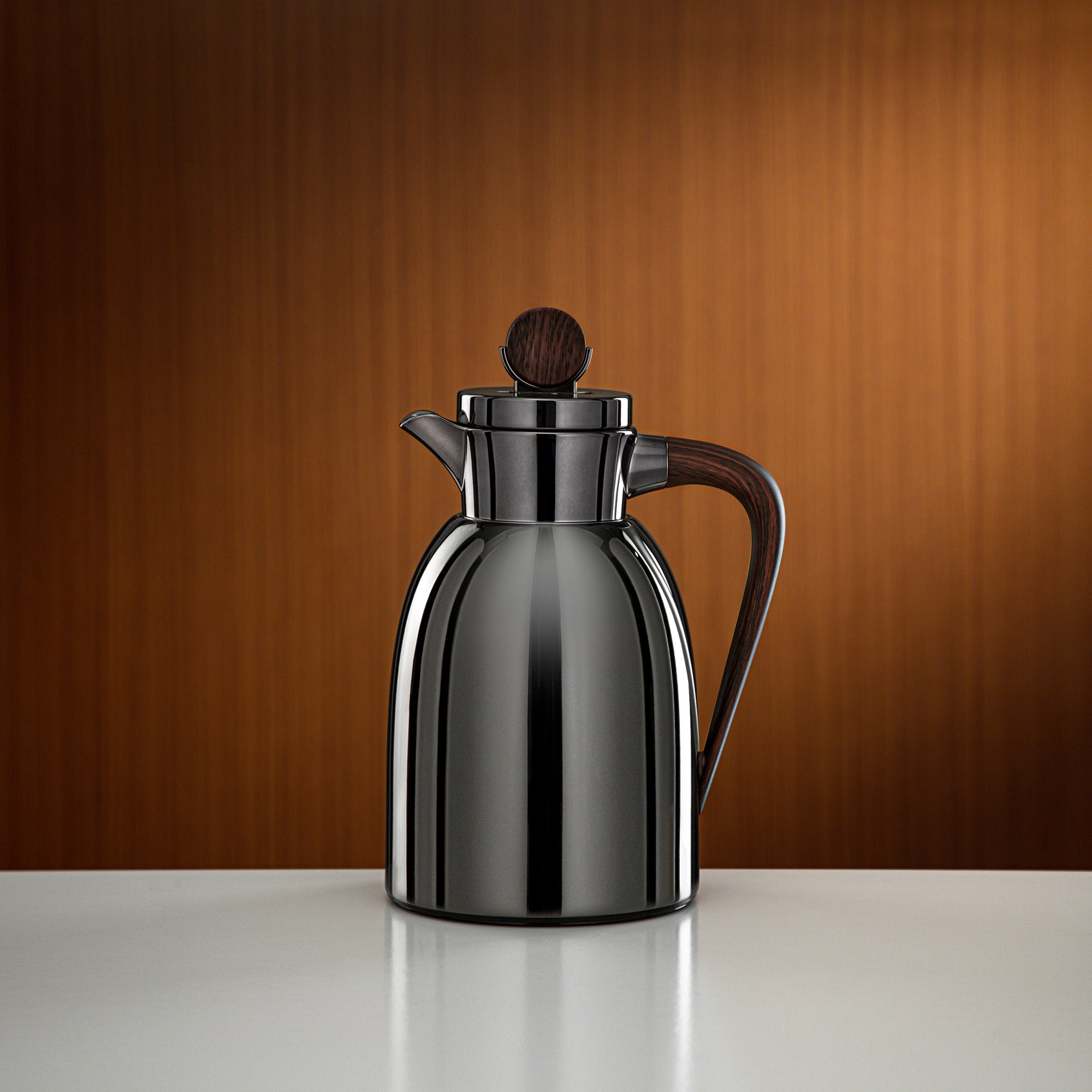 Almarjan Vacuum Flask 1L Gun Black & Dark Wood