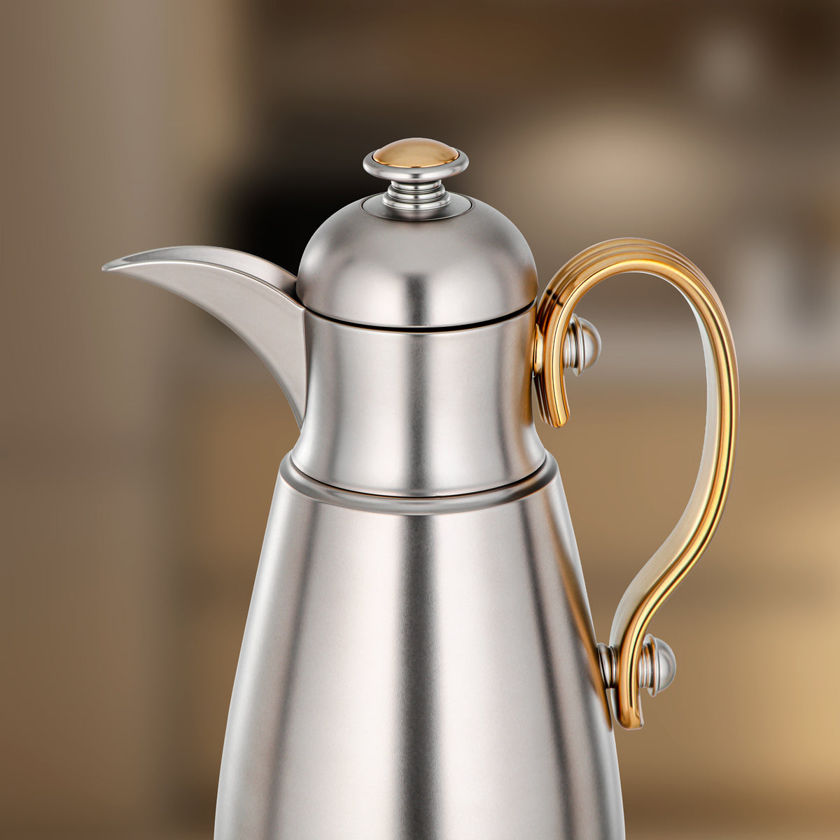 ترمس المرجان مزدوج الجدار 0.5 لتر، نيكل مطفي وذهبي مطفي