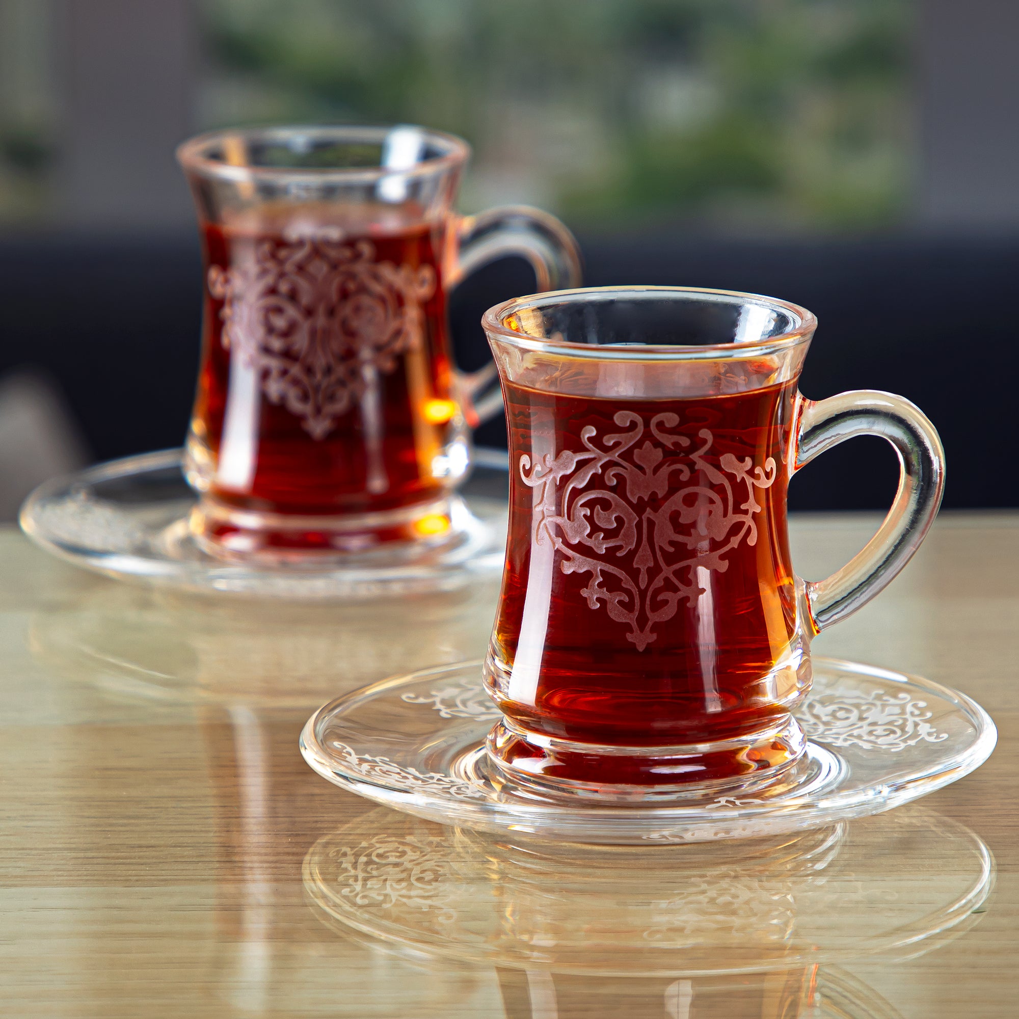 Almarjan 6 Pieces Arch Collection Glass Tea Cup - GLS2630005