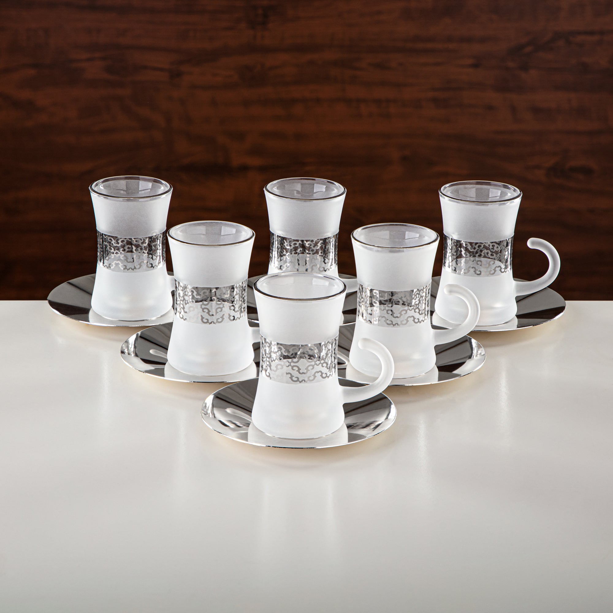 Almarjan Tea & Coffee Set 18 Pieces, Glass & Metal (GLS2630072) - Modern Serveware