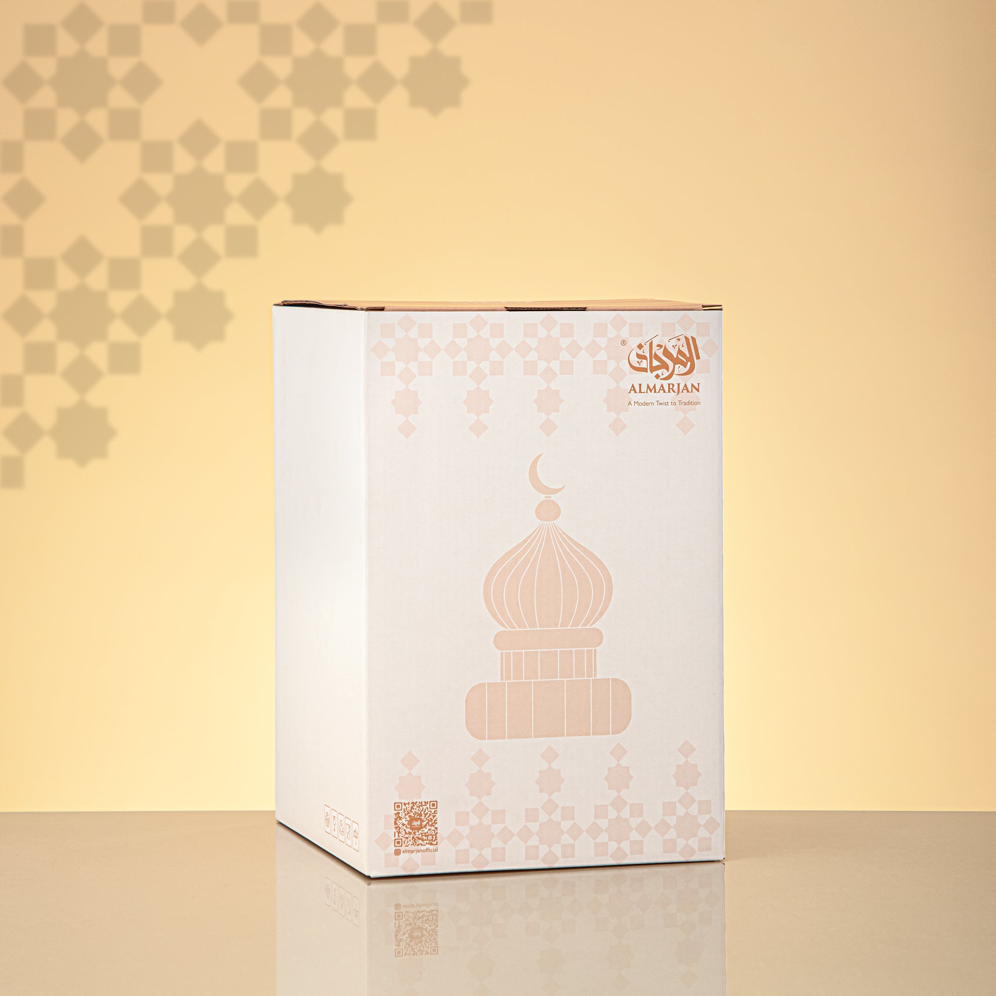 المرجان زخرفة منارة الطاولة 23cm x 15cm أخضر شفاف مع خطوط ذهبية وهلال – Noor Al Layali