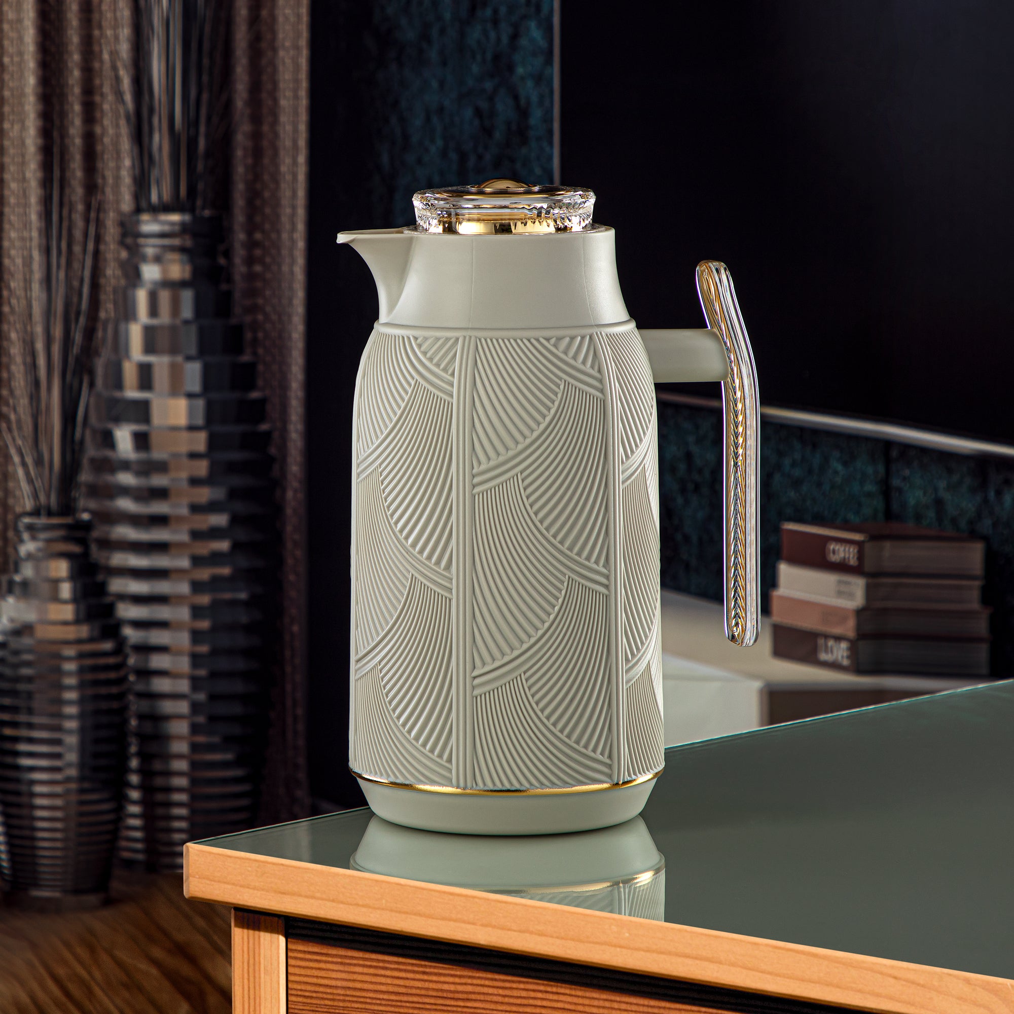 Almarjan 1 Liter Vacuum Flask Stone & Gold - GT113-100 SG/G