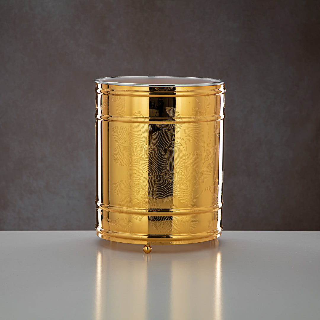 Almarjan 2 Pieces Dustbin & Tissue Box Set Gold - HT2305016