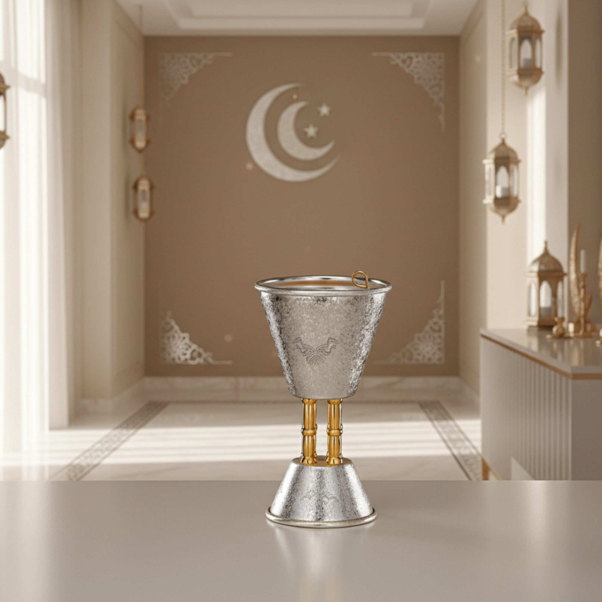 مبخرة المرجان فضية وذهبية بتصميم متشقق 18 سم