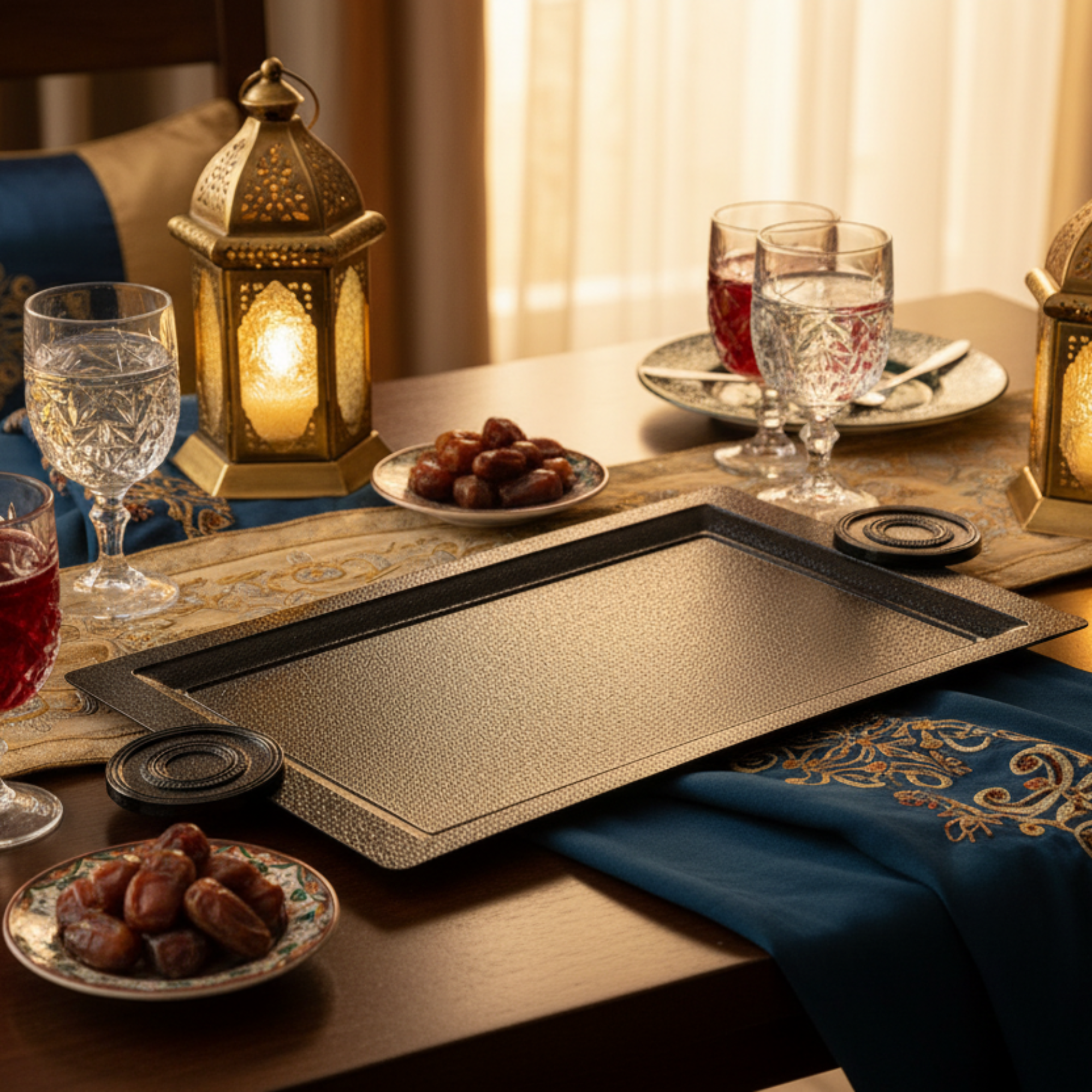 Almarjan Serving Tray 54 cm Black Crackle